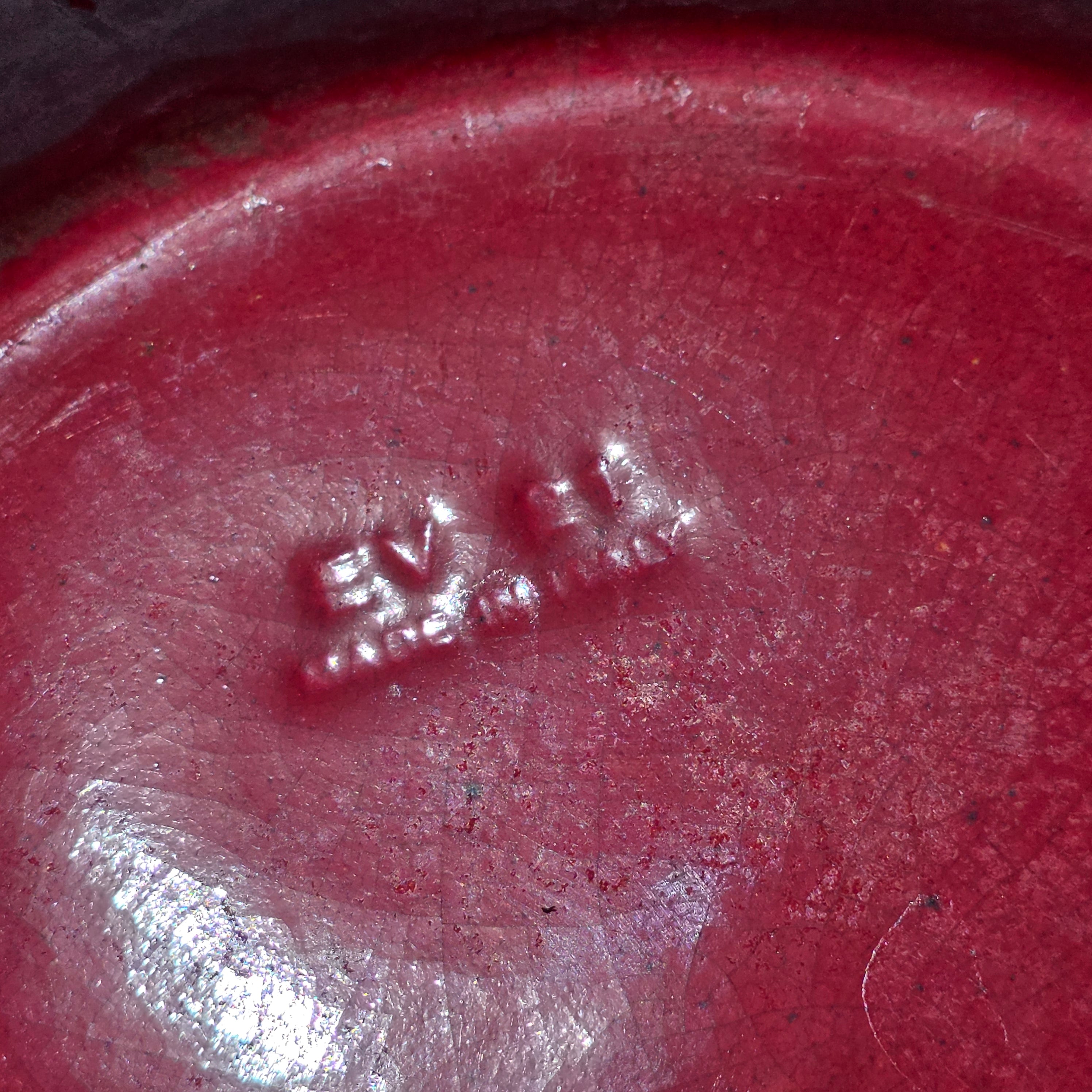 Vtg EV 21 Italy Red Glazed Terracotta Planter Flower Pot with Saucer Set 9"