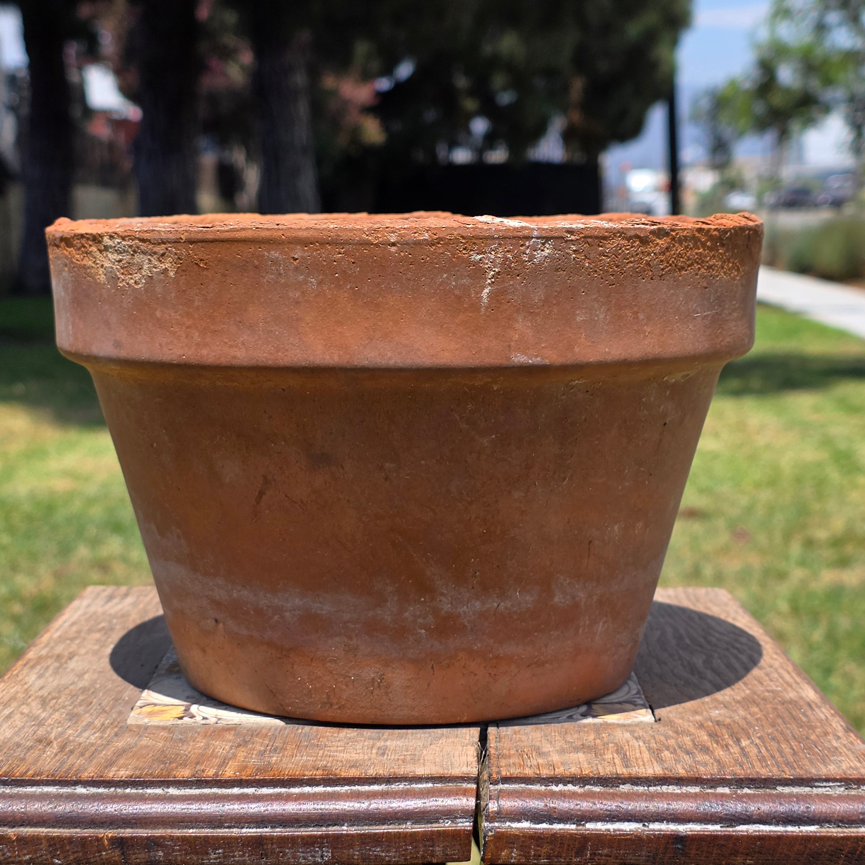 Vintage Terracotta Plant Pot 8.5" Clay Planter Flower Aged Patina Garden Rustic