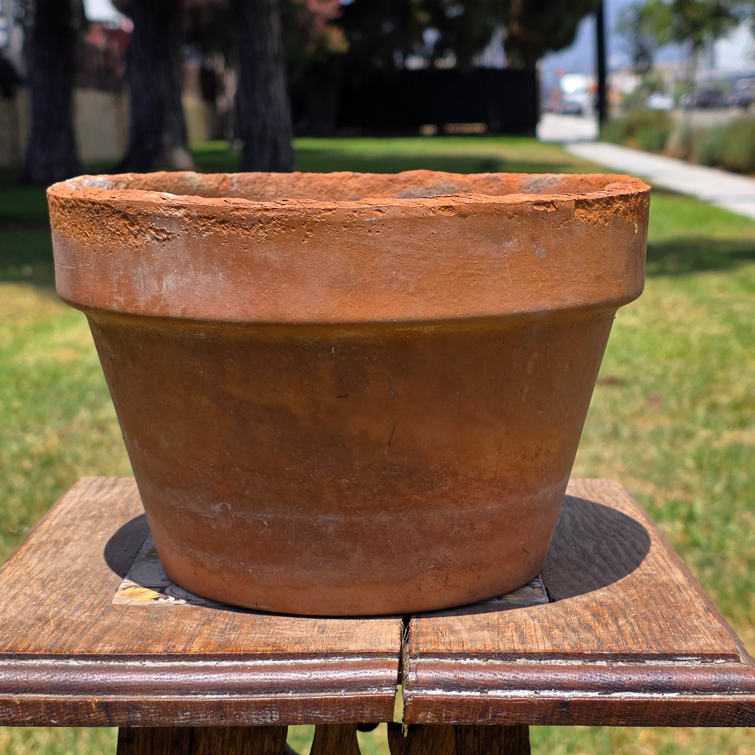Vintage Terracotta Plant Pot 8.5" Clay Planter Flower Aged Patina Garden Rustic