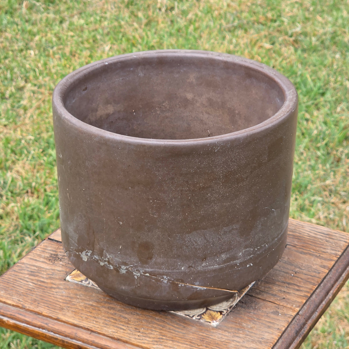 Vintage Gainey Ceramics C8 Planter Pot Brown Mid Century Modern AS-IS Repaired
