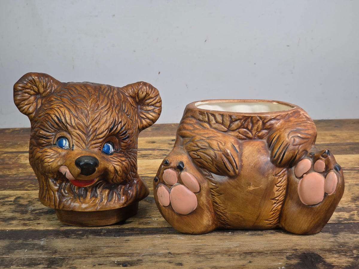 Vintage Gilner Pottery Brown Teddy Bear Cookie Jar 405 USA Ceramic Mid-Century