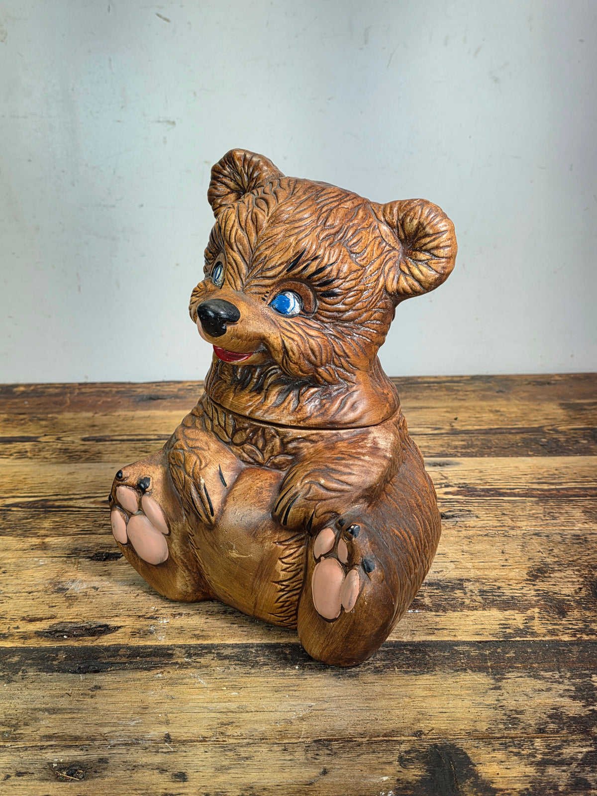Vintage Gilner Pottery Brown Teddy Bear Cookie Jar 405 USA Ceramic Mid-Century