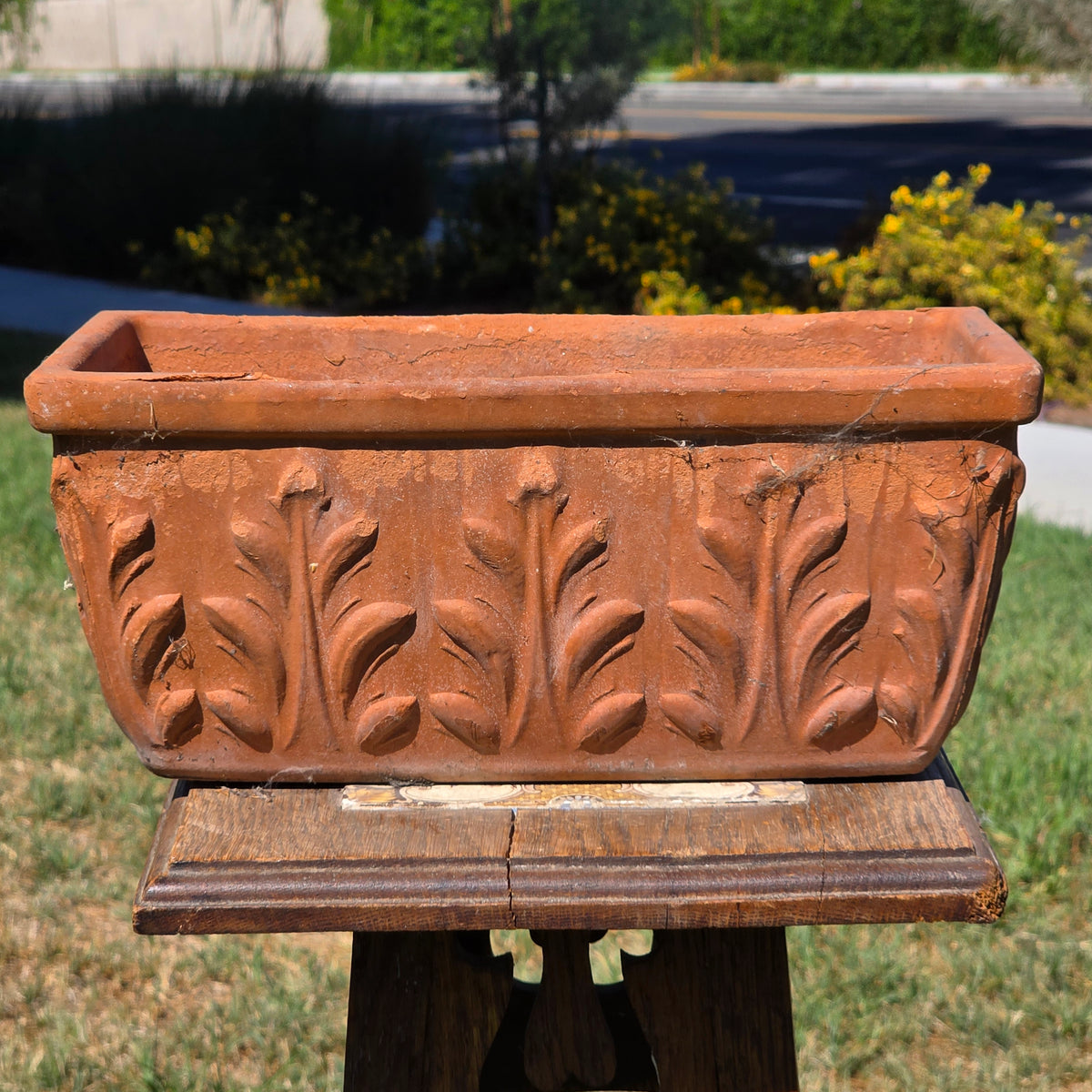 Vtg Deroma Terracotta Window Box Planter 13" Acanthus Leaf Italy Clay Pot Clay
