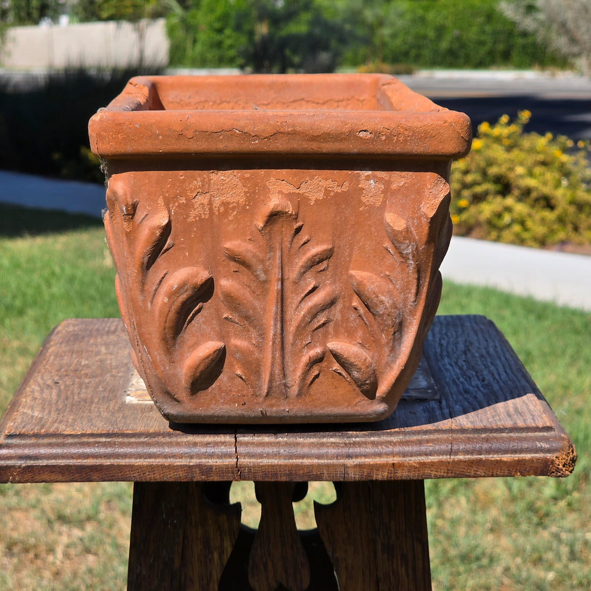 Vtg Deroma Terracotta Window Box Planter 13" Acanthus Leaf Italy Clay Pot Clay