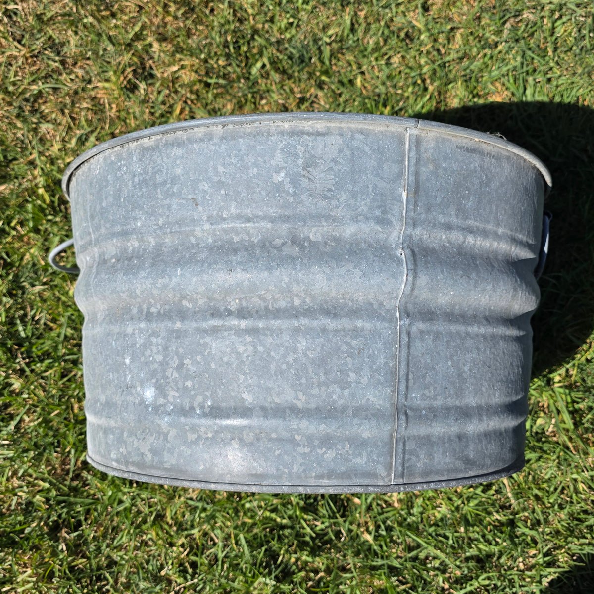 VTG Galvanized Wash Tub Round Metal Bucket 20" Farmhouse Planter Drink Cooler
