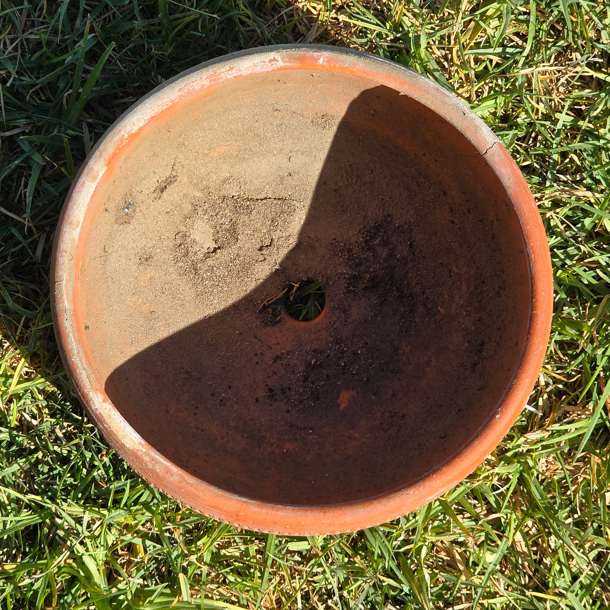 Vintage Terracotta Planter Pot Mid Century Geometric Boho Garden Bowl 9" 4.3lb