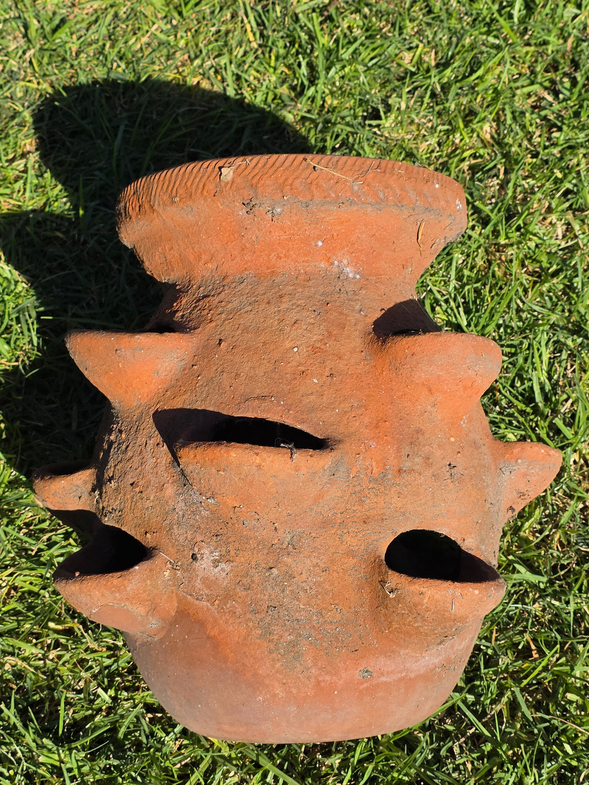 Vintage Terracotta Strawberry Planter Pot 12 Pocket Large Rustic Clay Jar 17"