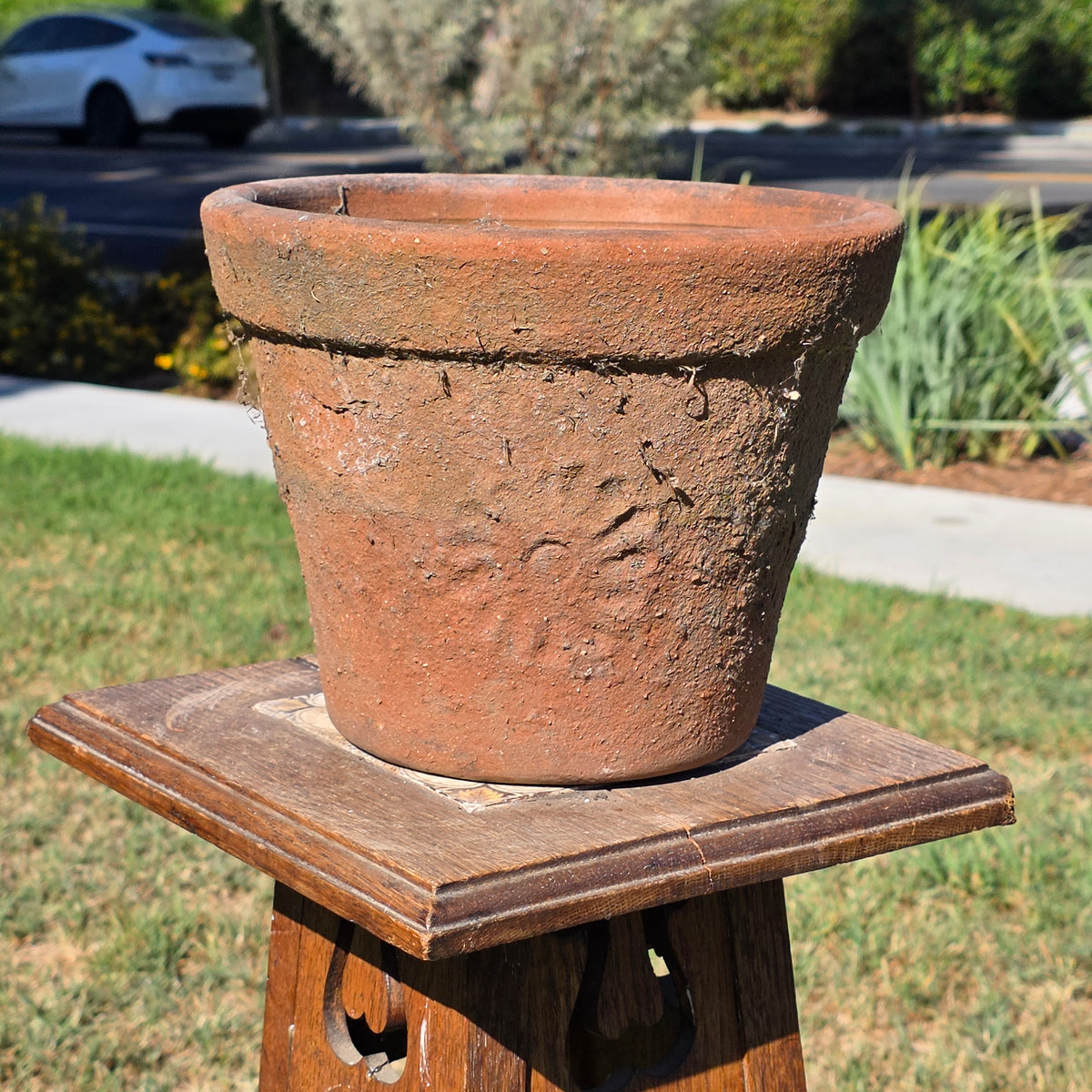 Vintage Mexican Terracotta Planter Pot Rustic Clay Flower Sun 10" Garden Mexico