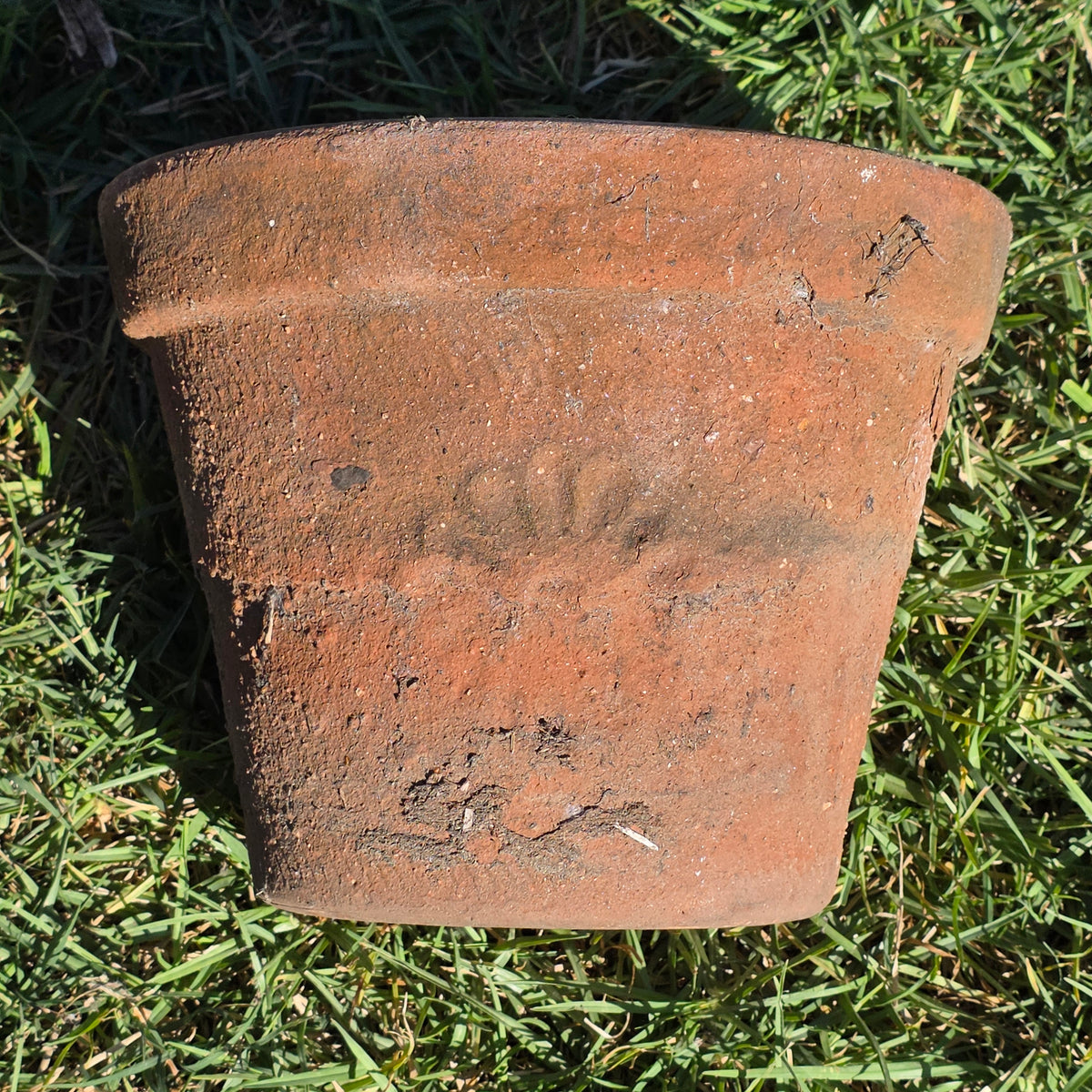 Vintage Mexican Terracotta Planter Pot Rustic Clay Flower Sun 10" Garden Mexico