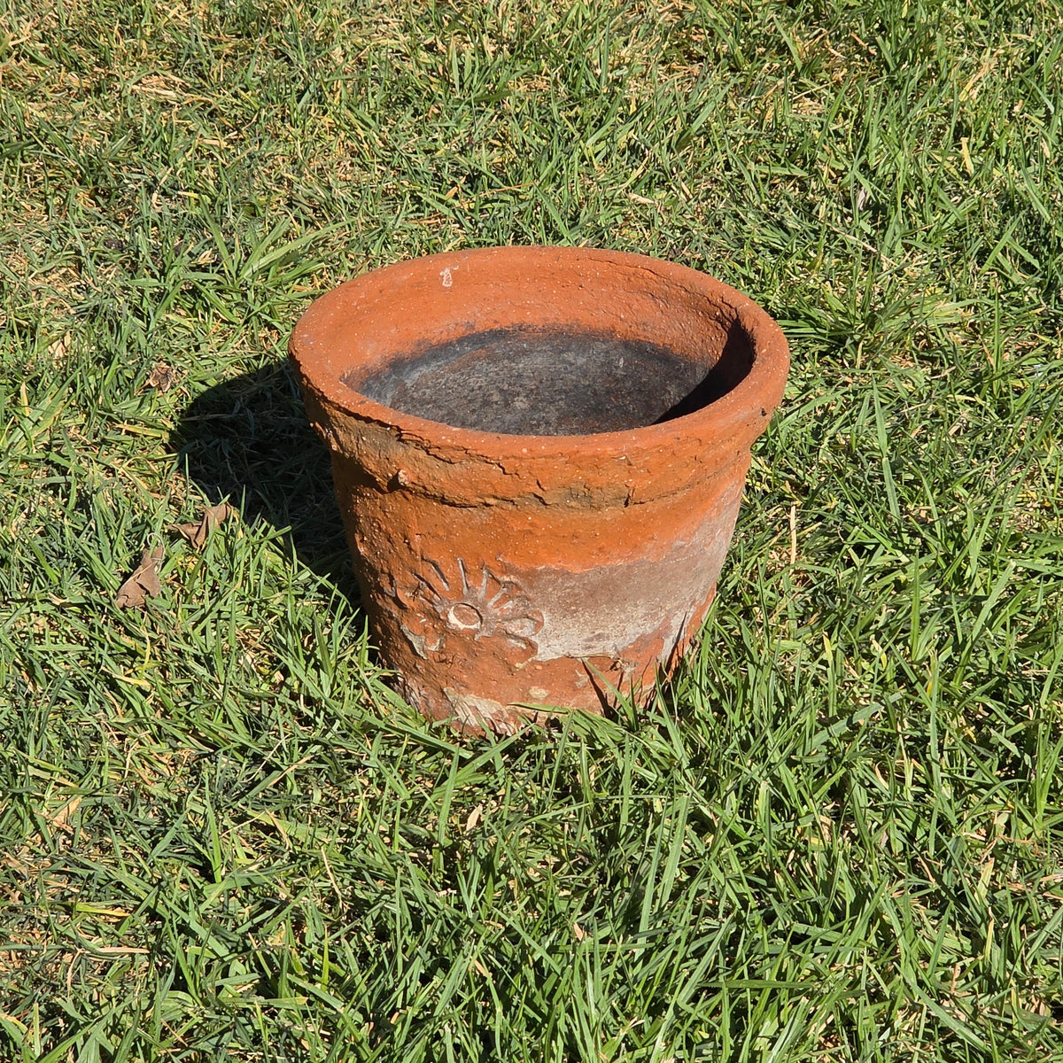 Vintage Mexican Terracotta Planter Pot Rustic Clay Flower Sun 10" Garden Mexico (Copy)