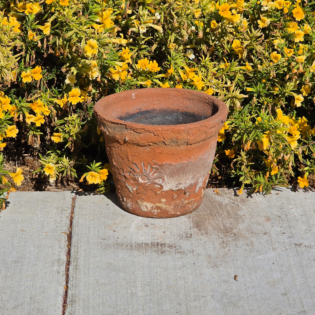 Vintage Mexican Terracotta Planter Pot Rustic Clay Flower Sun 10" Garden Mexico (Copy)