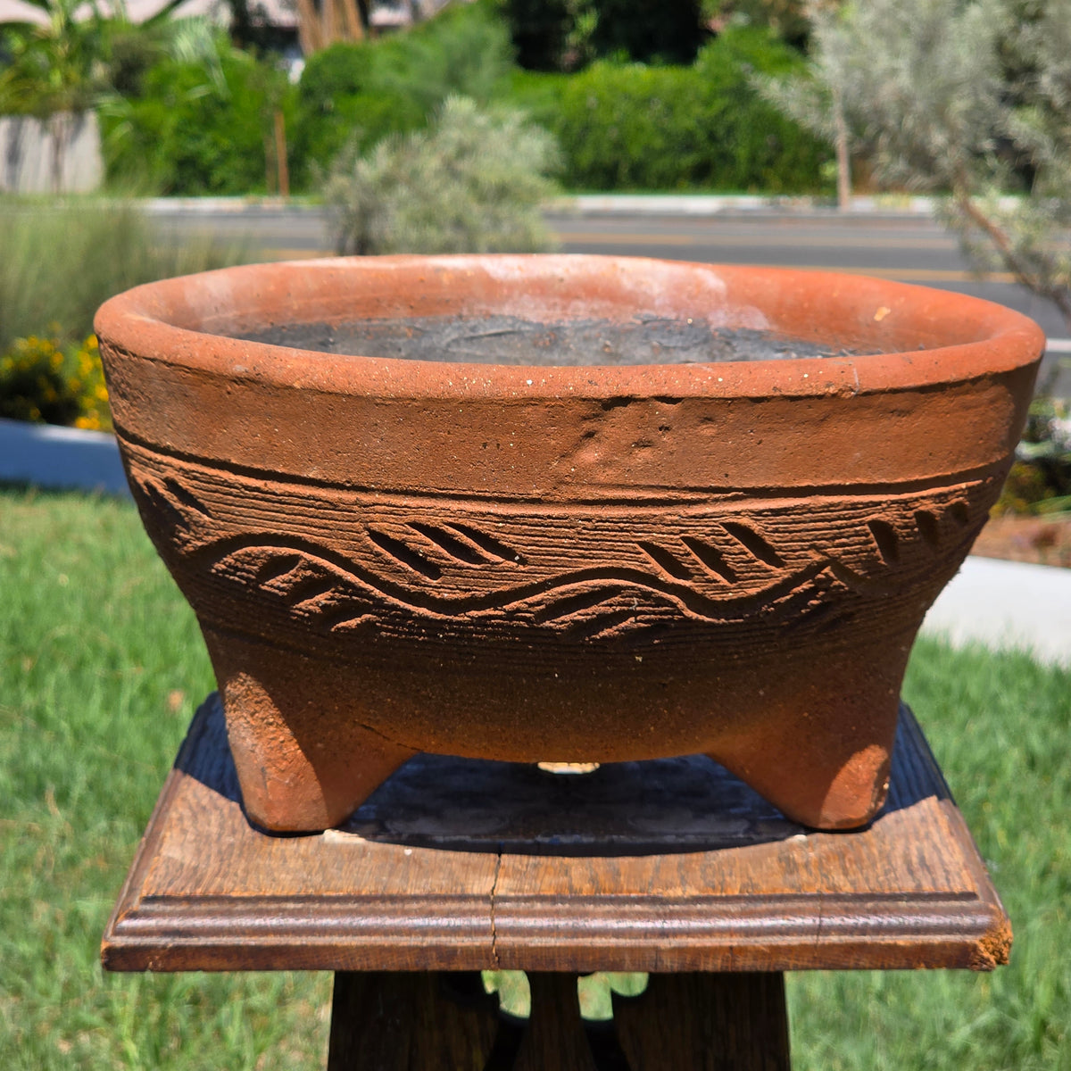 Vintage Terracotta Tripod Planter 12" 3 Legged Clay Pot Succulent Bonsai Bowl