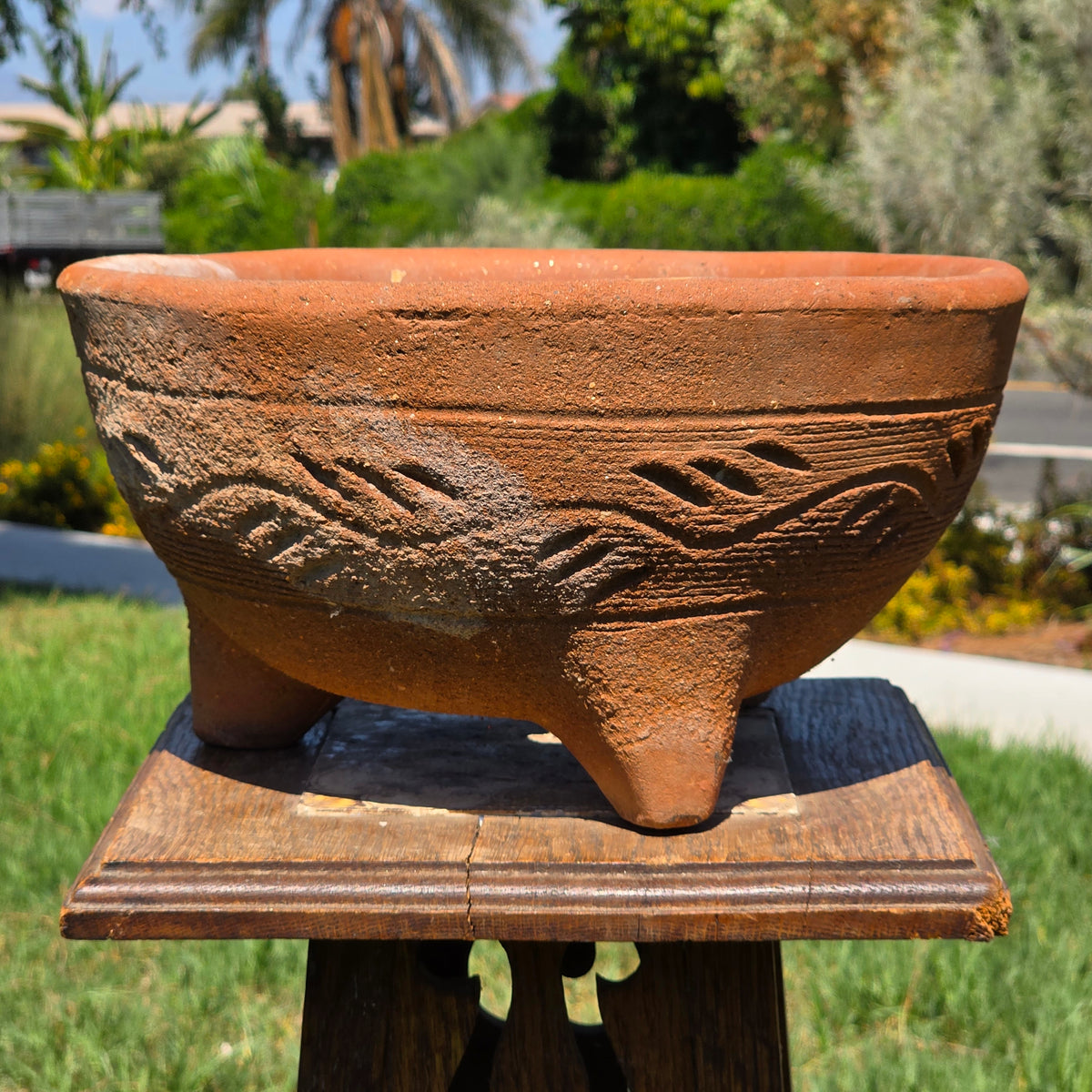 Vintage Terracotta Tripod Planter 12" 3 Legged Clay Pot Succulent Bonsai Bowl