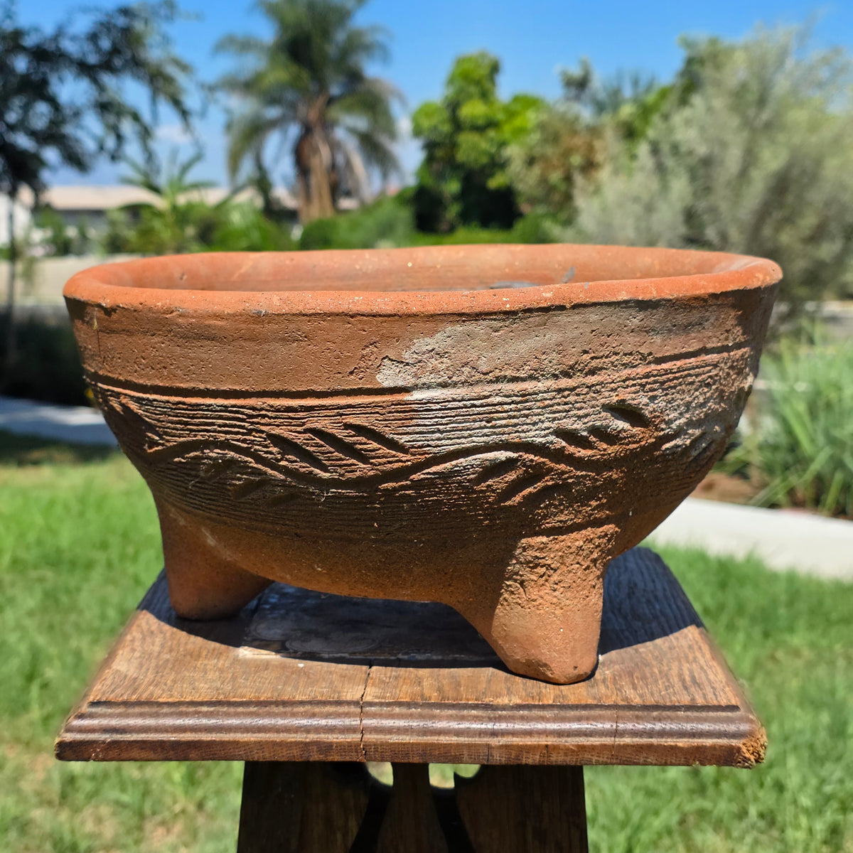 Vintage Terracotta Tripod Planter 12" 3 Legged Clay Pot Succulent Bonsai Bowl