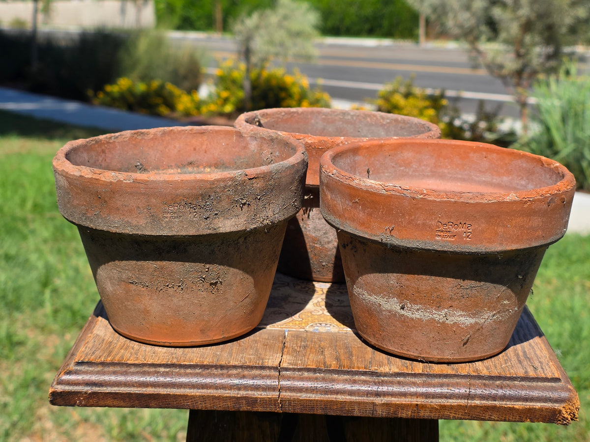 Vintage Deroma Italy Terracotta Planter Pots Lot 3 Clay Flower Garden 5.5"
