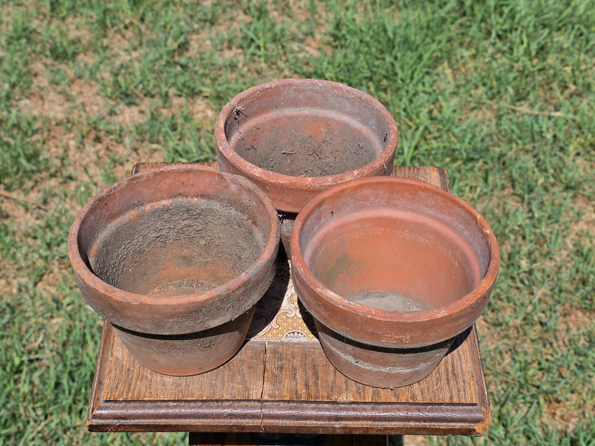 Vintage Deroma Italy Terracotta Planter Pots Lot 3 Clay Flower Garden 5.5"