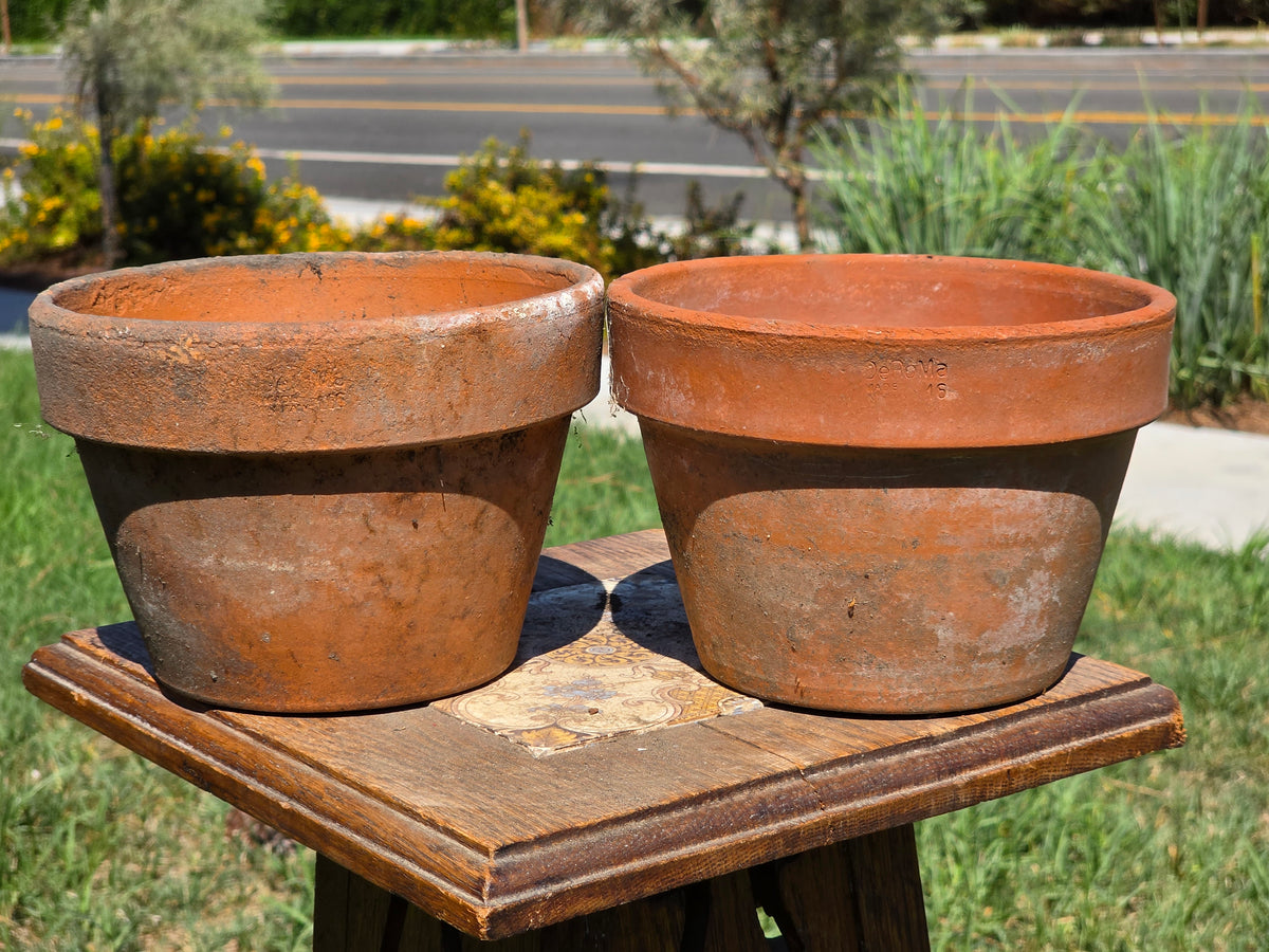 Vintage Deroma Italy Terracotta Planter Pots Lot 2 Clay Flower Garden 7" Patina