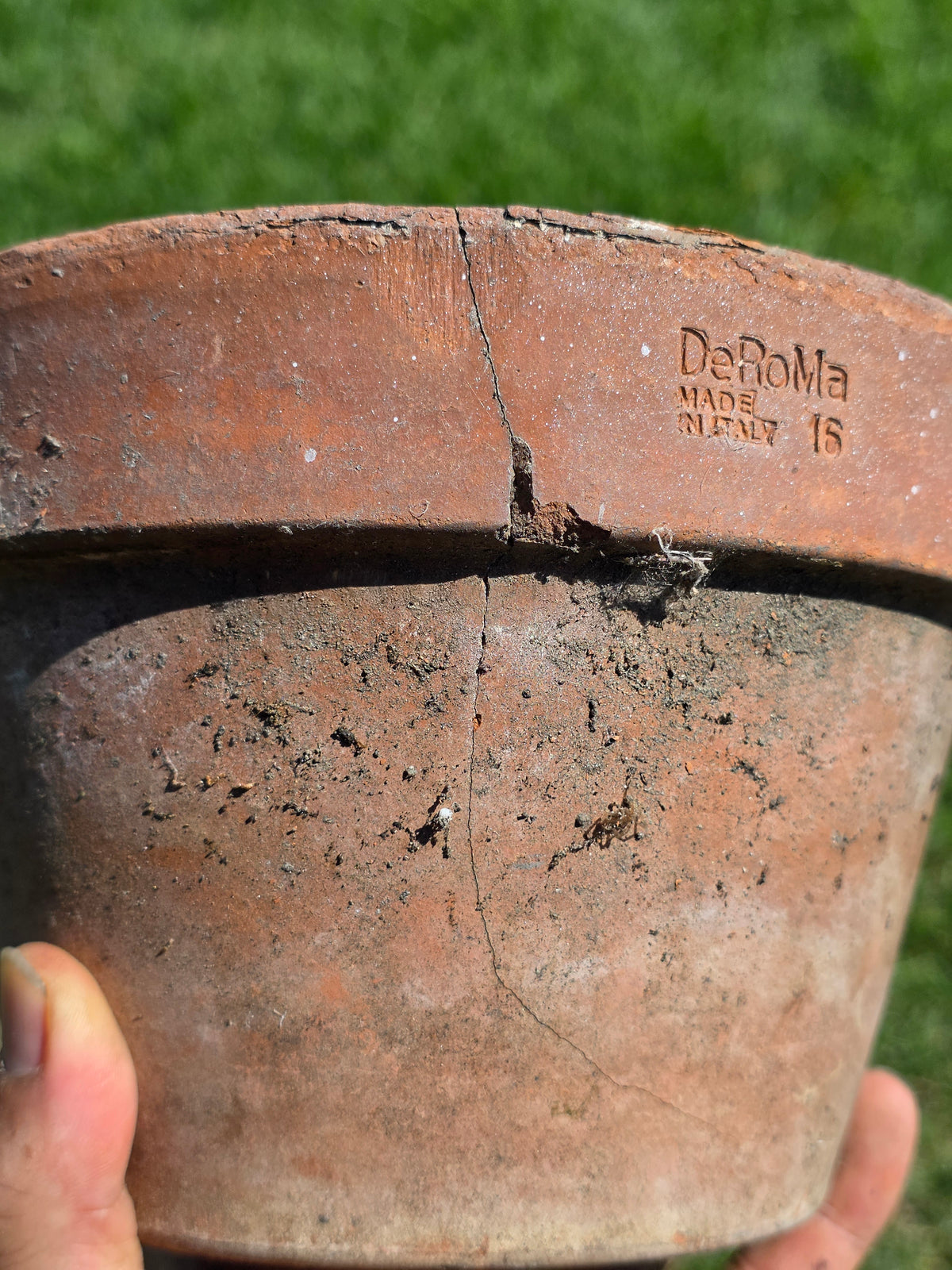 Vintage Deroma Italy Terracotta Planter Pots Lot 3 Clay Garden 7" Cracked