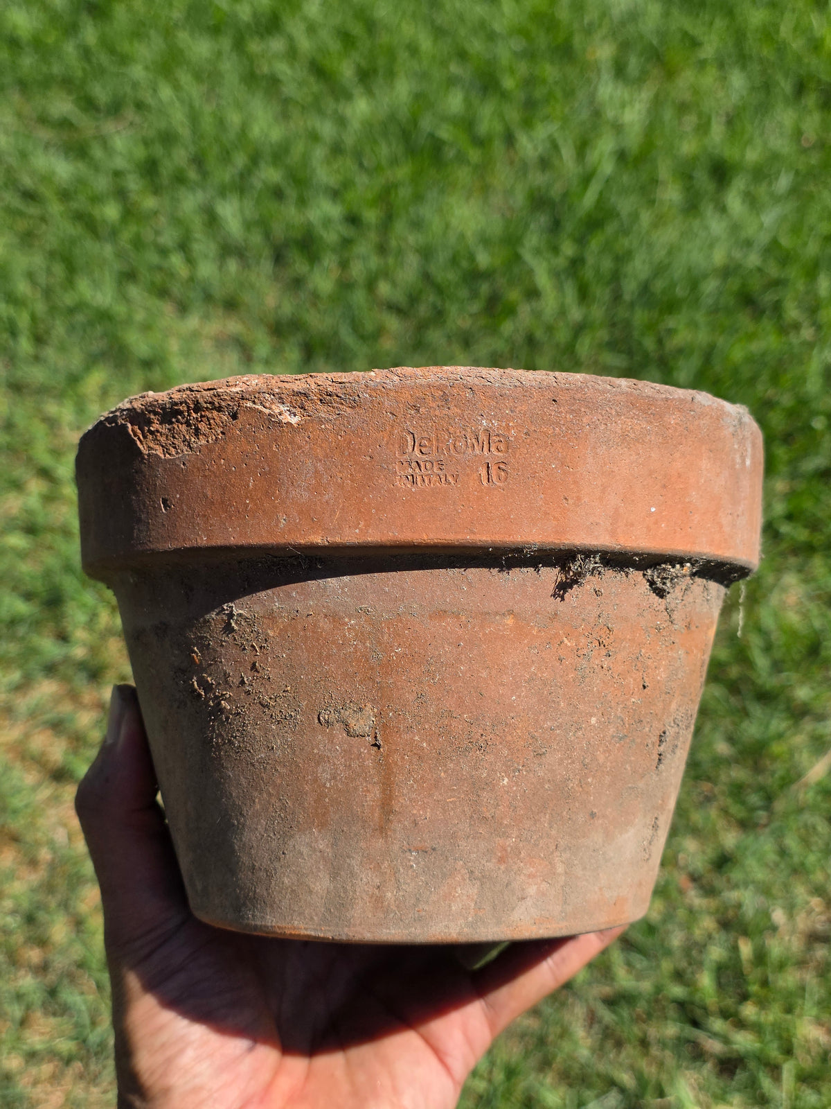 Vintage Deroma Italy Terracotta Planter Pots Lot 3 Clay Garden 7" Cracked