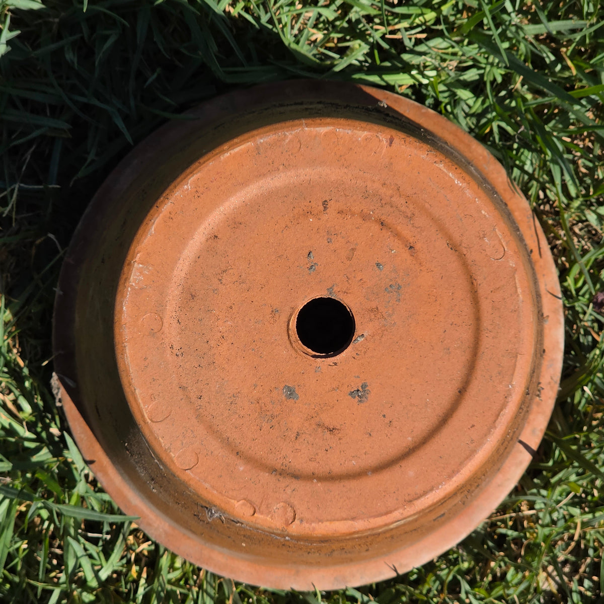 Vtg EV 21 Italian Terracotta Planter Flower Pot Deroma Saucer Set Aged Patina