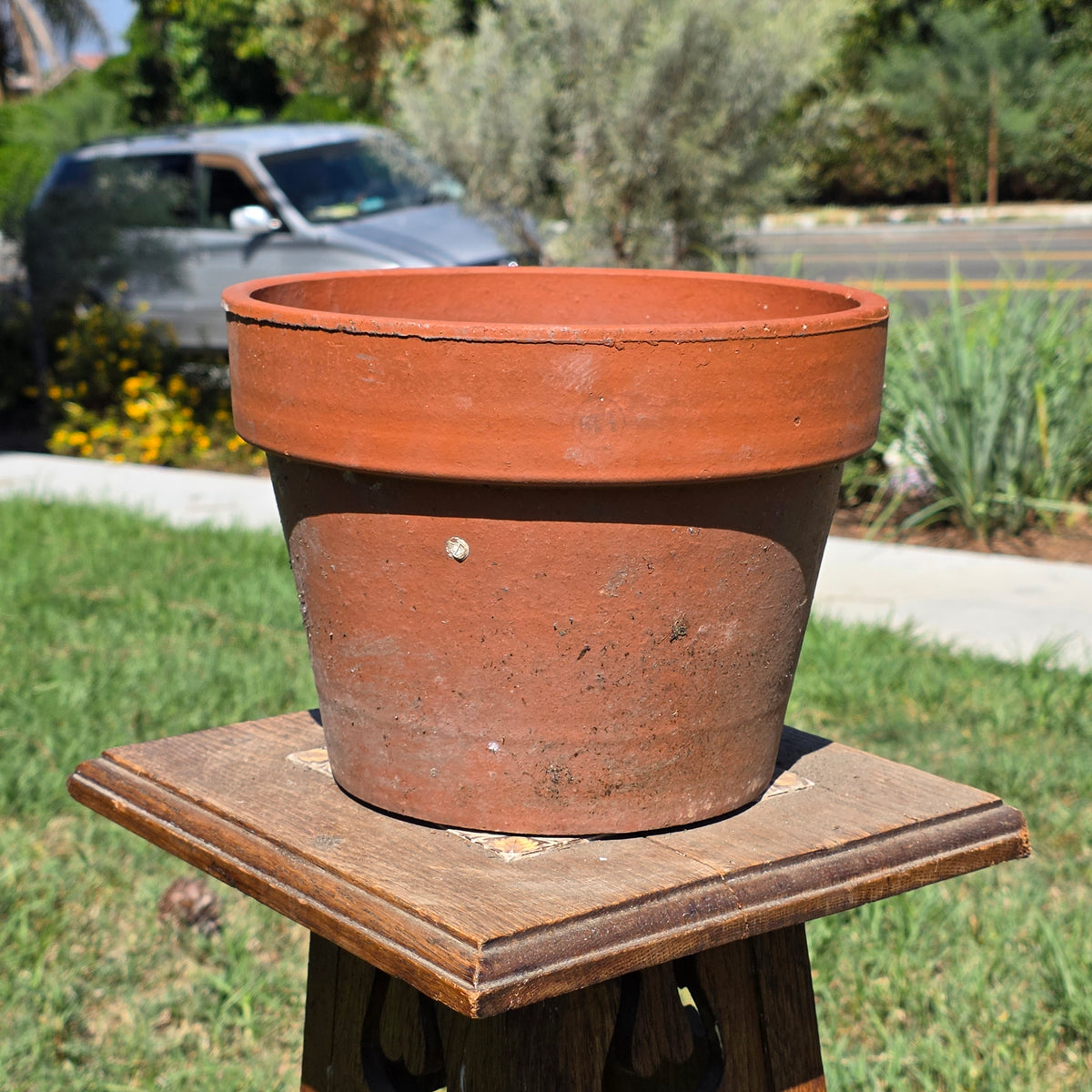 Vintage Italy Terracotta Plant Pot 10" Clay Planter Stamped Flower Pot Garden