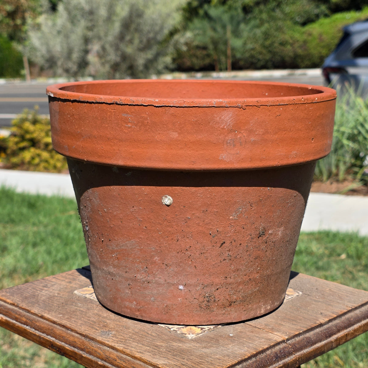 Vintage Italy Terracotta Plant Pot 10" Clay Planter Stamped Flower Pot Garden