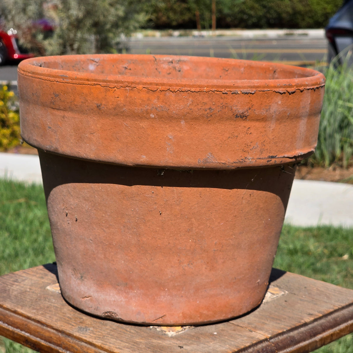 Vintage Terracotta Plant Pot Heavy 10" Clay Planter Weathered Garden Flower Pot