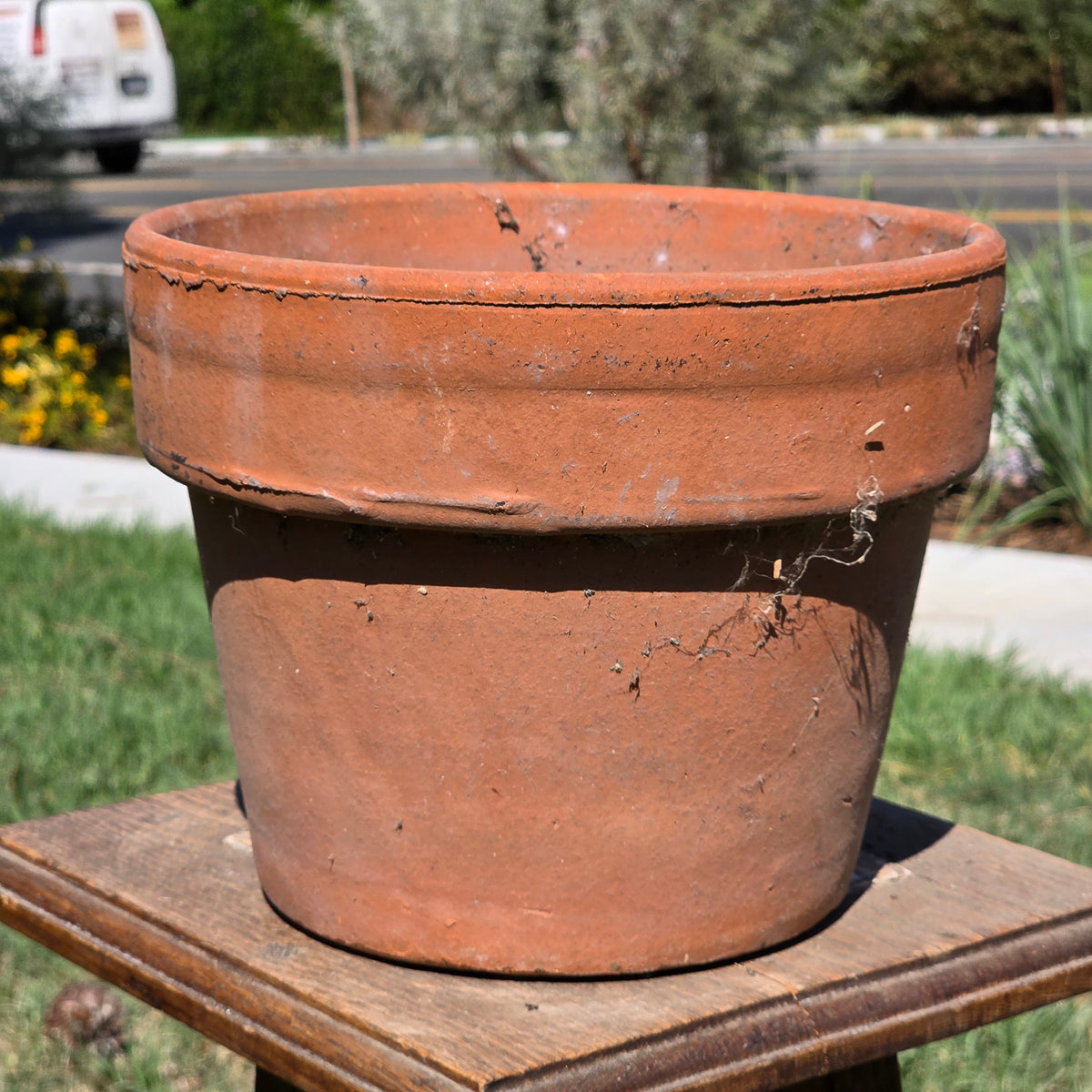 Vintage Terracotta Plant Pot Heavy 10" Clay Planter Weathered Garden Flower Pot
