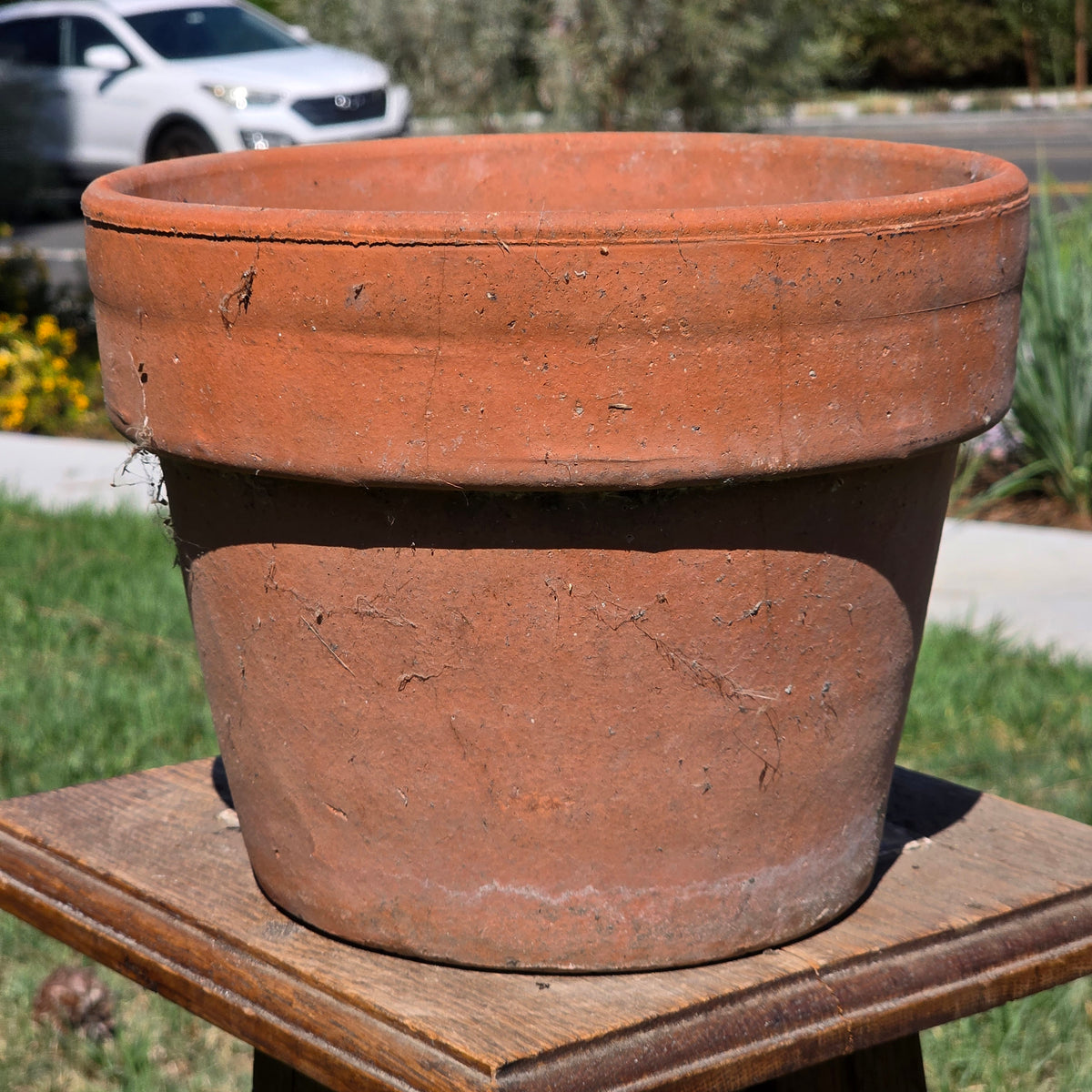 Vintage Terracotta Plant Pot Heavy 10" Clay Planter Weathered Garden Flower Pot