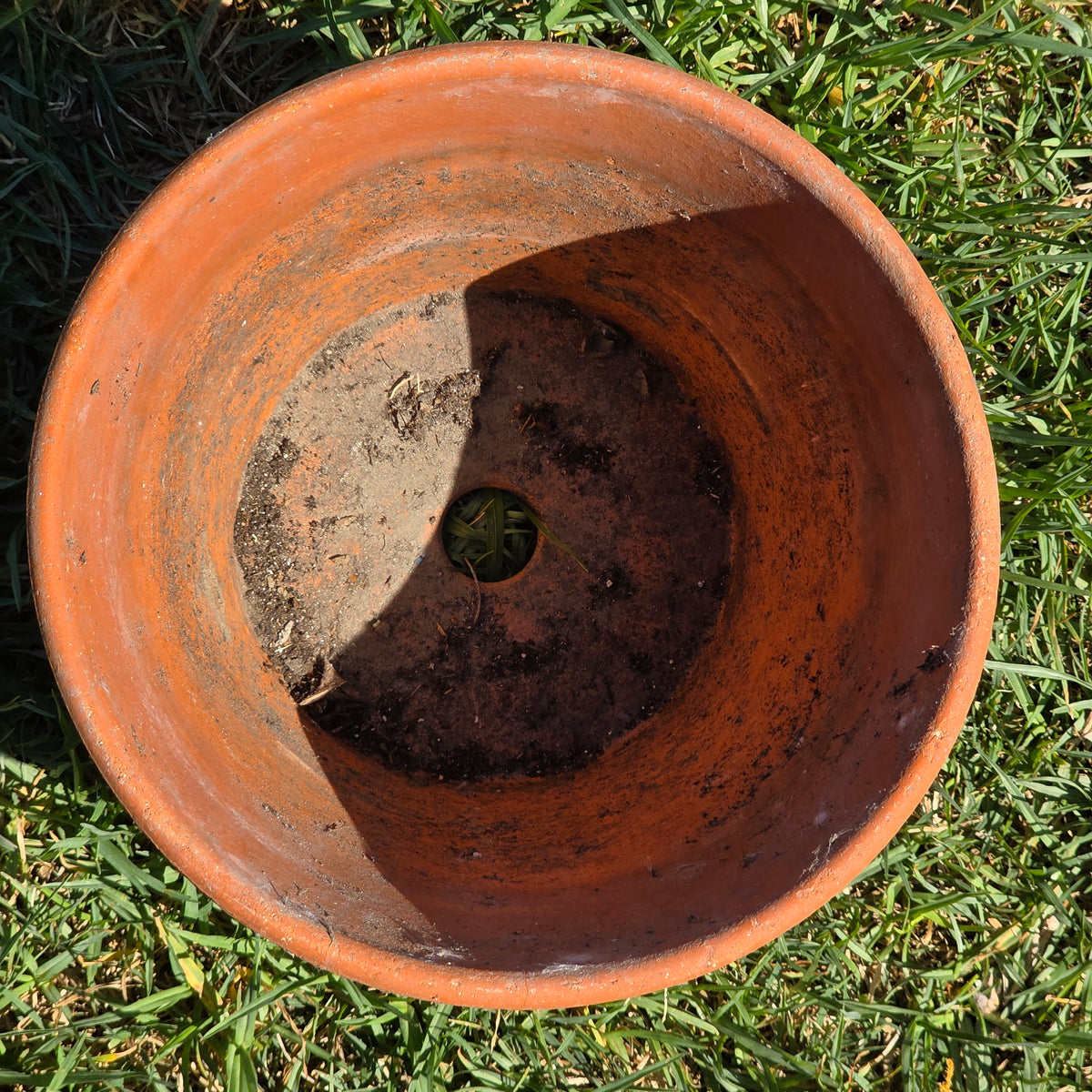 Vintage Terracotta Plant Pot Heavy 10" Clay Planter Weathered Garden Flower Pot