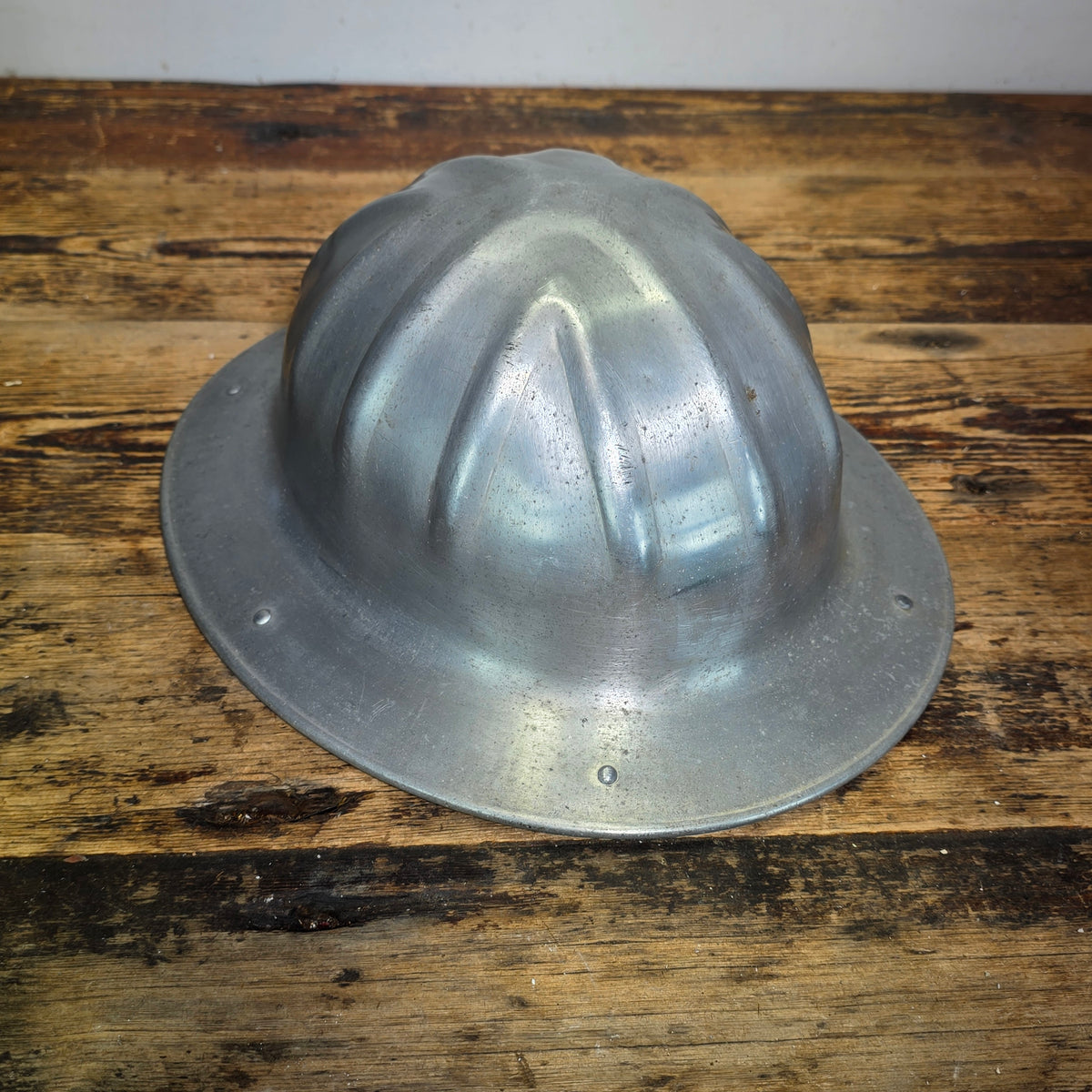 Vintage B.F. McDonald Aluminum Hard Hat Full Brim Safety Helmet Los Angeles 1950