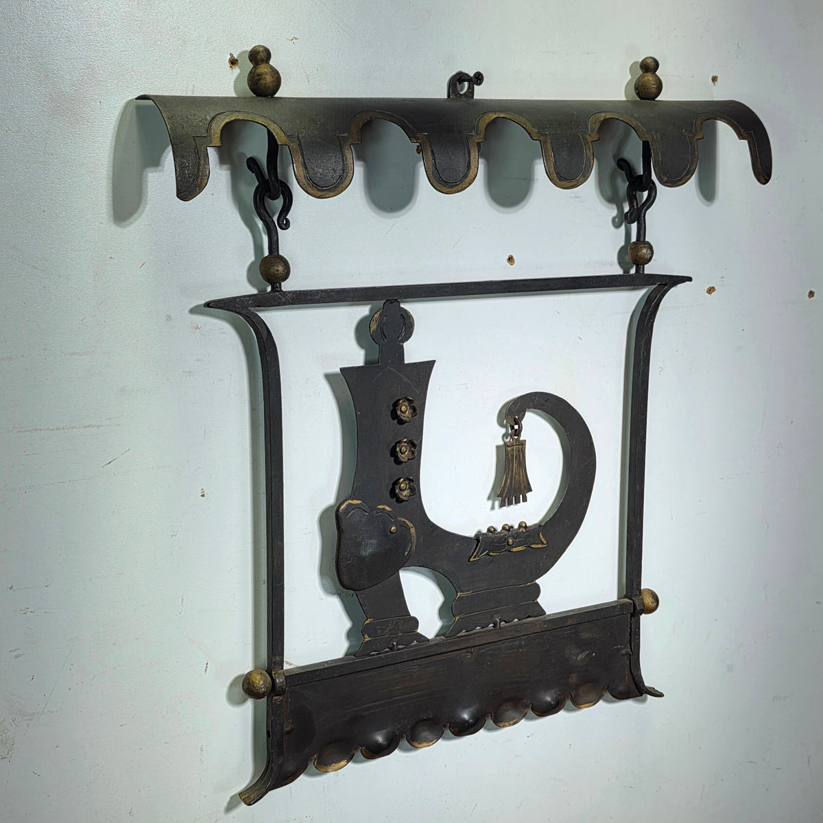 Mottahedeh Italy Vintage Tole Iron Trade Sign Antique Pub Folk Art Plaque 1047