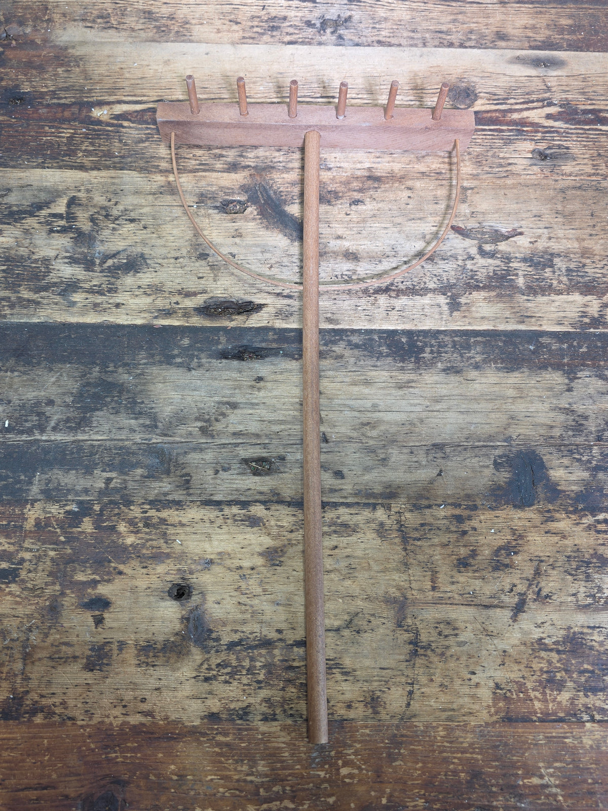 Vtg Mini Wooden Bow Hay Rake Antique Style Primitive Farmhouse Wall Decor 18"