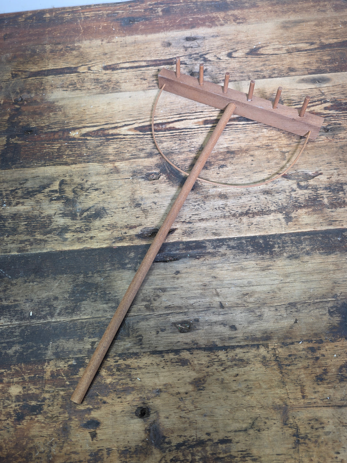 Vtg Mini Wooden Bow Hay Rake Antique Style Primitive Farmhouse Wall Decor 18"