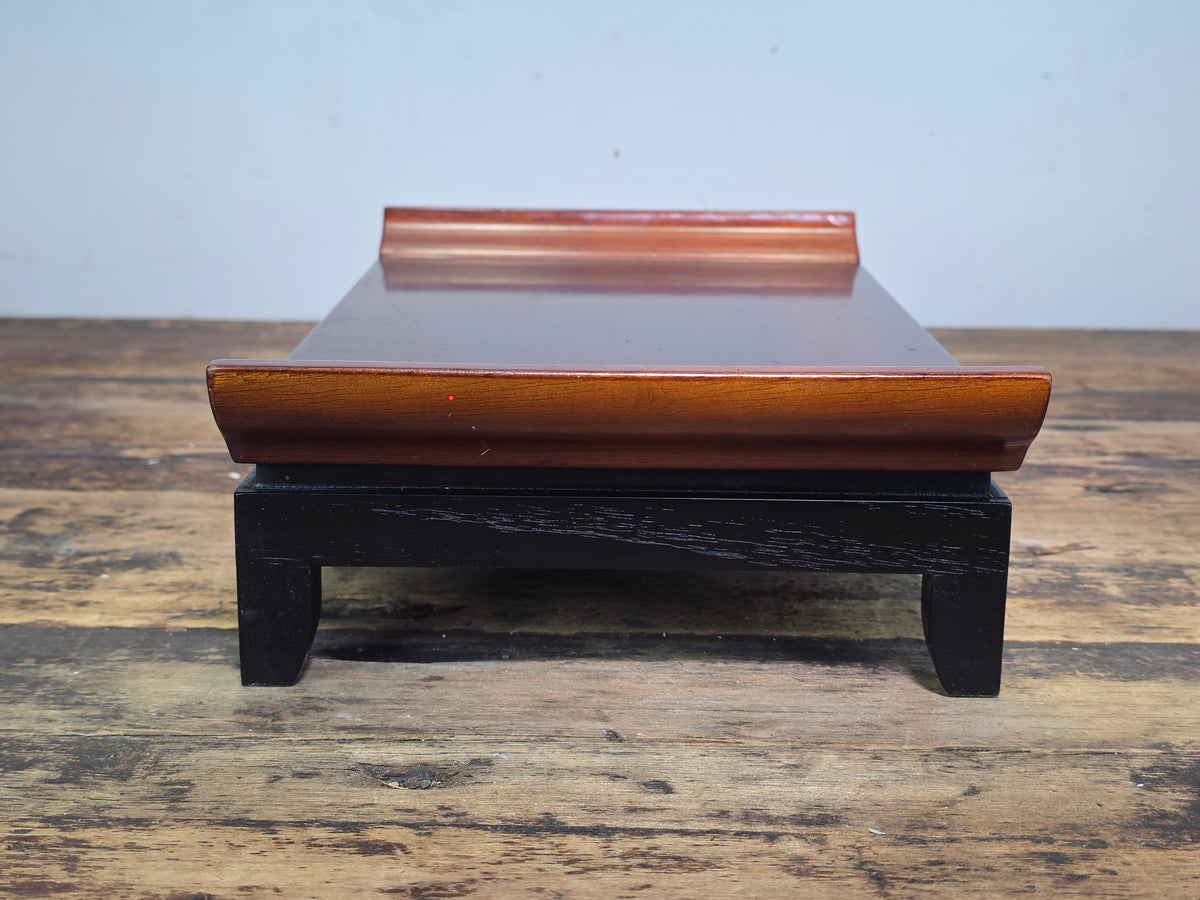 Bombay Company Wooden Display Stand Bonsai Plant Vase Riser Scroll Top 1998