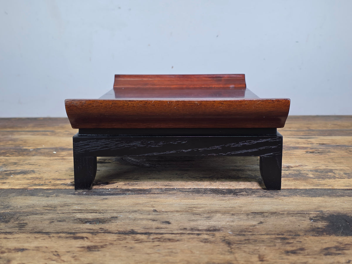 Bombay Company Wooden Display Stand Bonsai Plant Vase Riser Scroll Top 1998