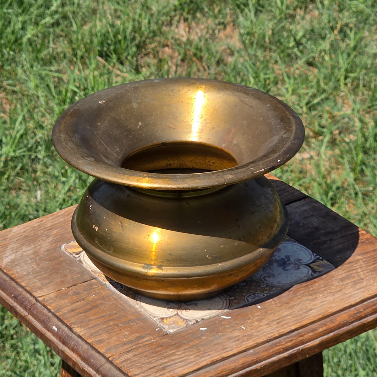 Vintage Brass Spittoon Cuspidor Kennedy Bros Vergennes Vermont Planter 7" Vase