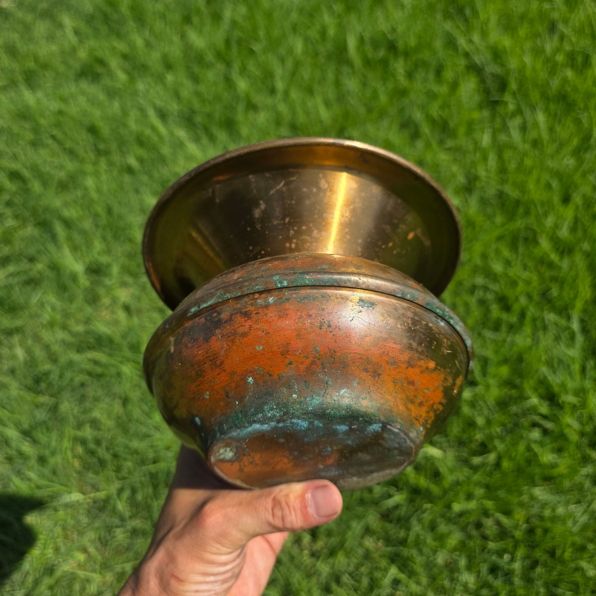 Vintage Brass Spittoon Cuspidor Kennedy Bros Vergennes Vermont Planter 7" Vase