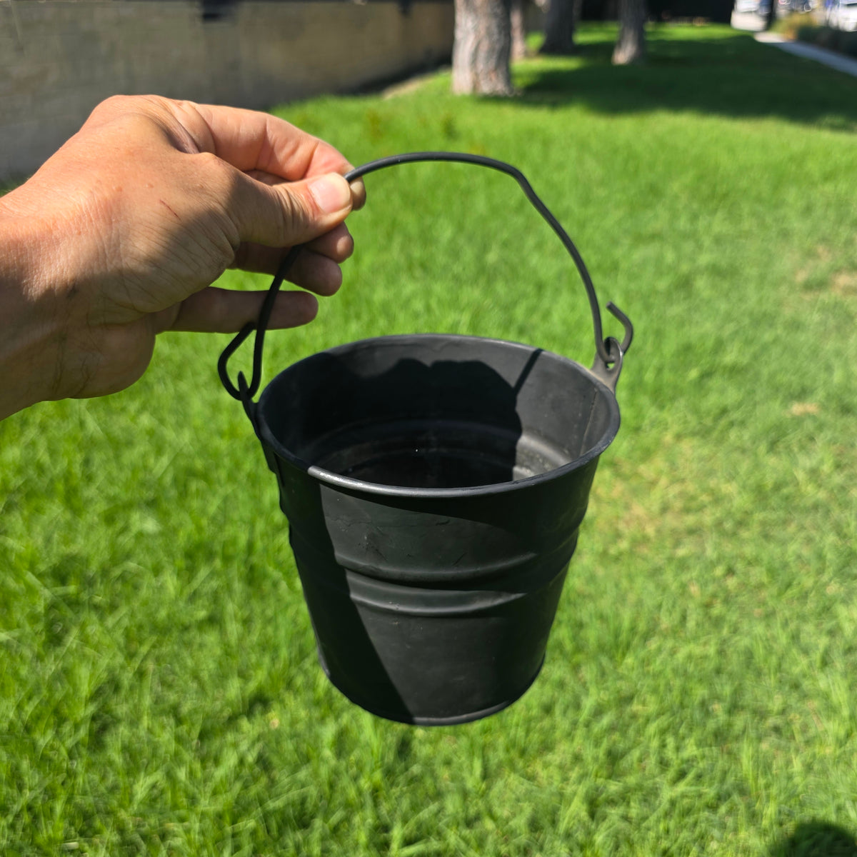 Vintage Black Galvanized Metal Bucket 6" Small Rustic Farmhouse Planter Pail