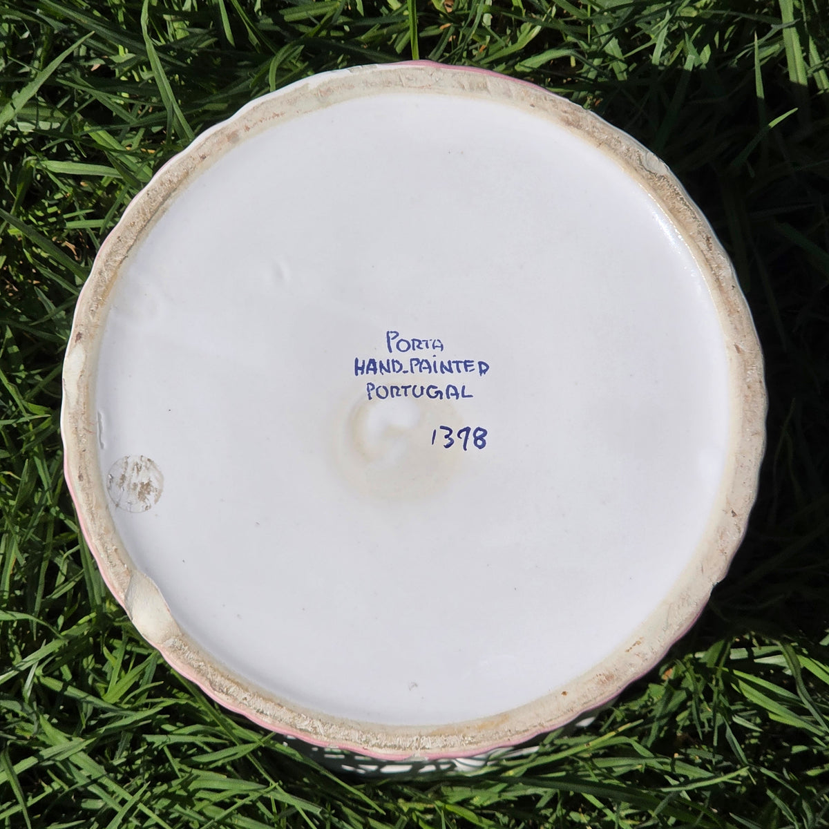 Porta Portugal Hand Painted Ceramic Planter Rose Cachepot Pink Bow Vintage 1378