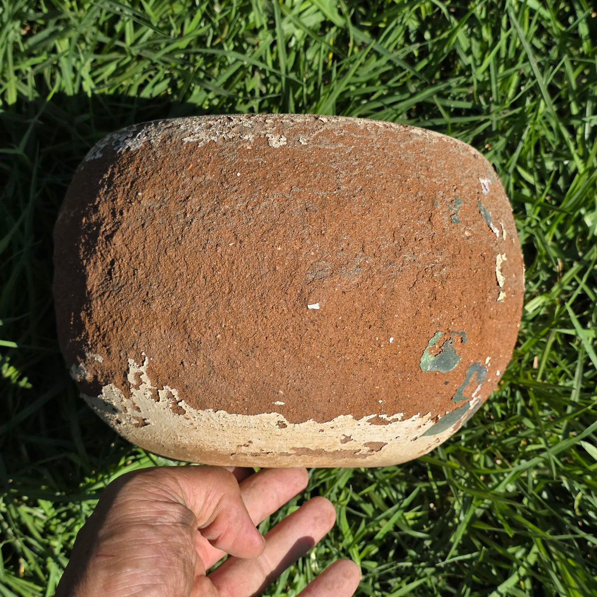 Vtg Mexico Terracotta Planter Chippy Paint Clay Pot Rustic Round Bowl Wabi Sabi