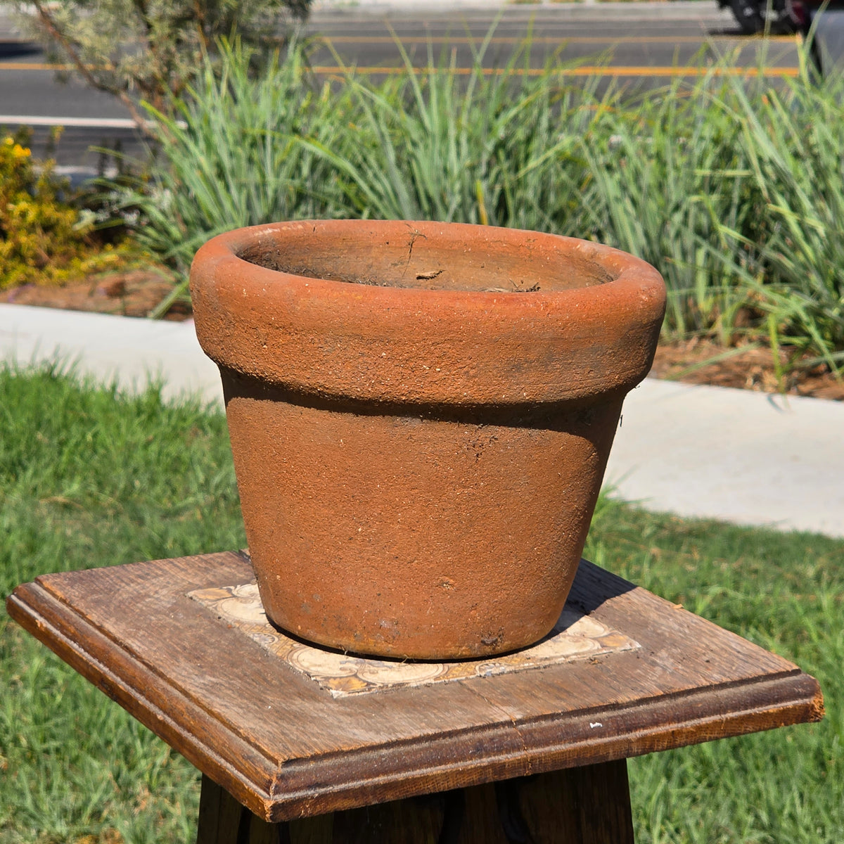Vintage Terracotta Planter Thick Rim Italian Style Clay Flower Pot Heavy 8" Aged