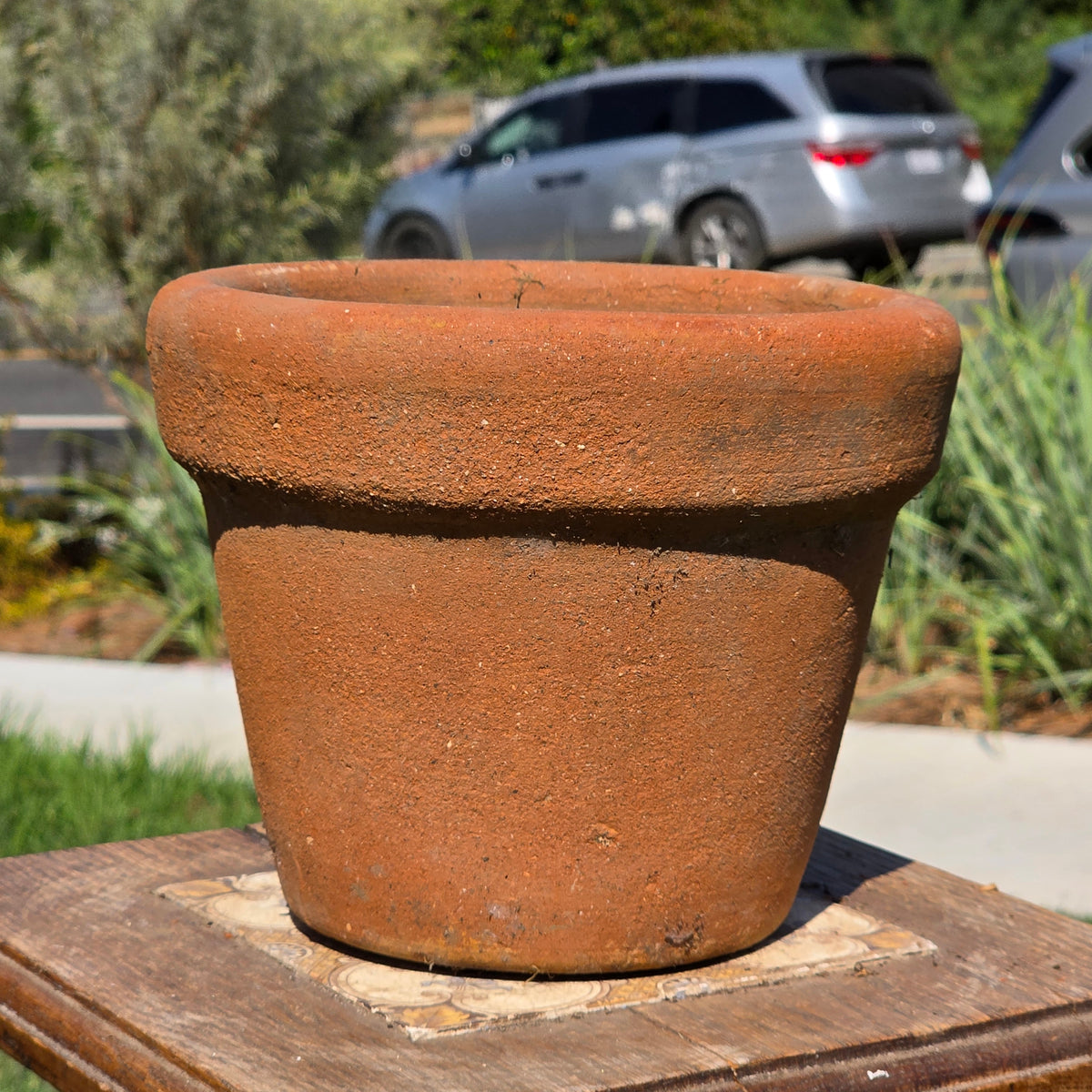Vintage Terracotta Planter Thick Rim Italian Style Clay Flower Pot Heavy 8" Aged