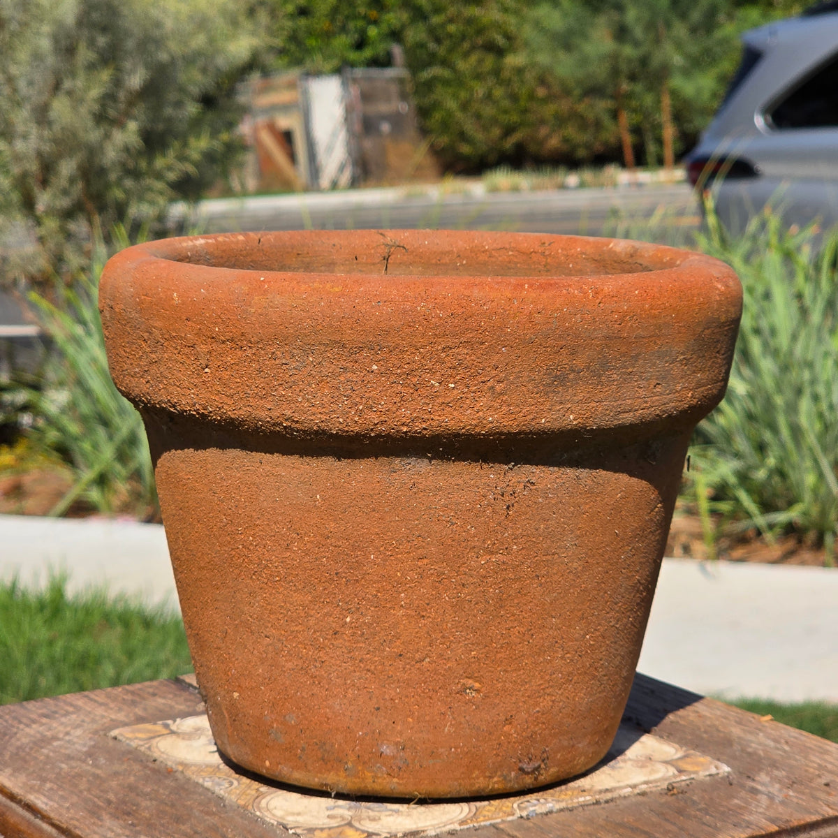 Vintage Terracotta Planter Thick Rim Italian Style Clay Flower Pot Heavy 8" Aged