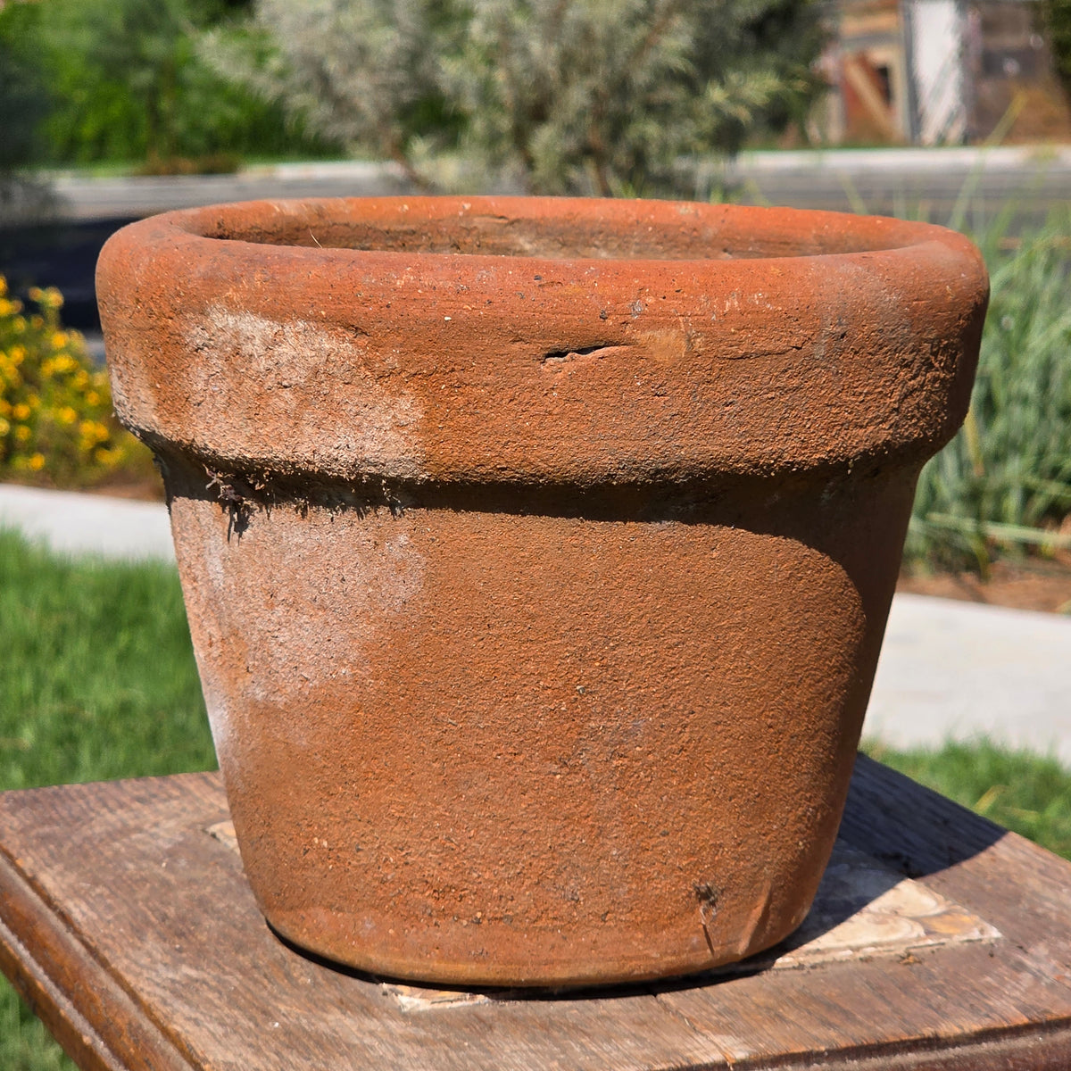 Vintage Terracotta Planter Thick Rim Italian Style Clay Flower Pot Heavy 8" Aged