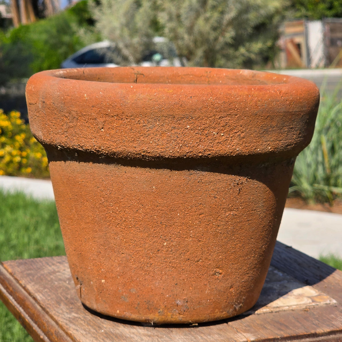 Vintage Terracotta Planter Thick Rim Italian Style Clay Flower Pot Heavy 8" Aged