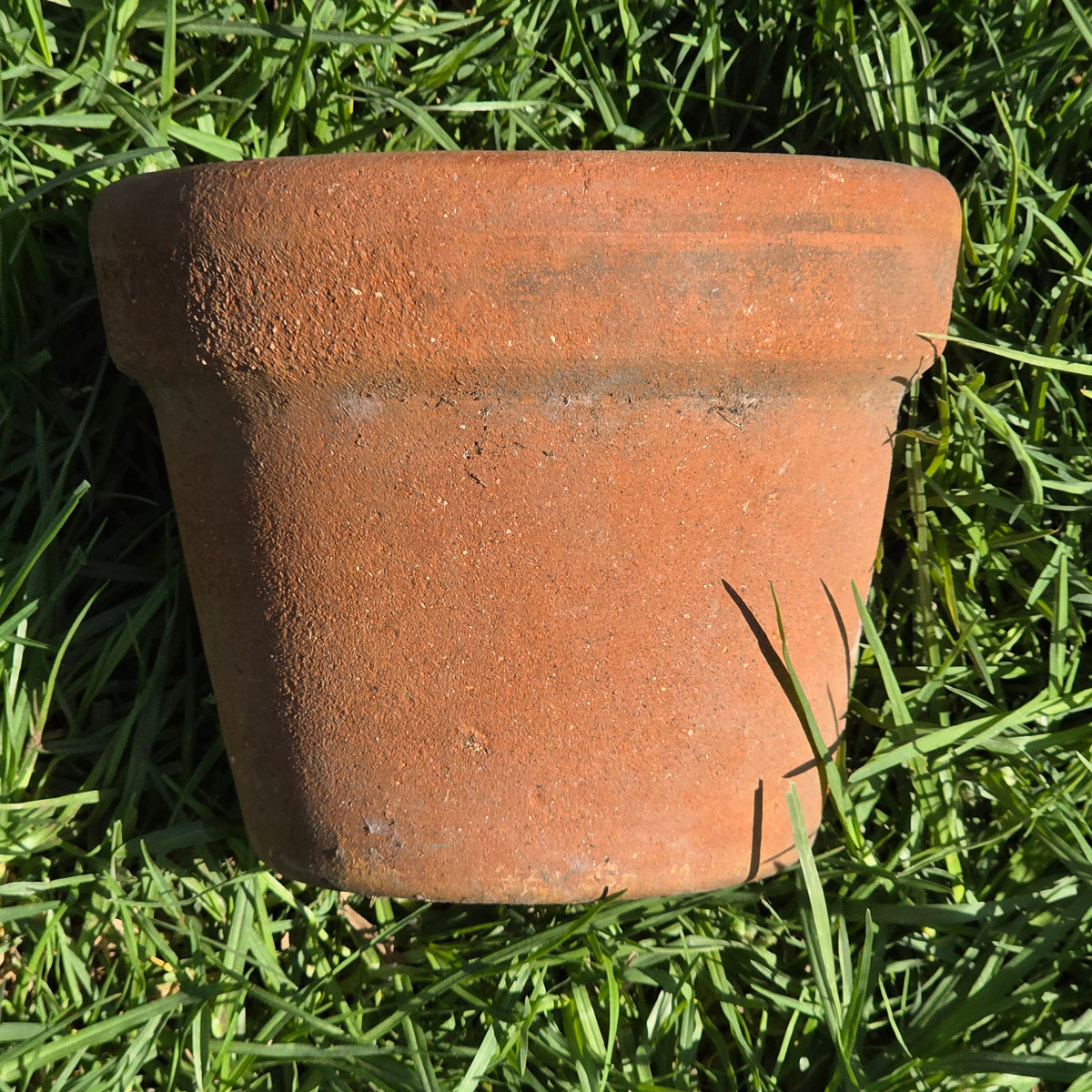 Vintage Terracotta Planter Thick Rim Italian Style Clay Flower Pot Heavy 8" Aged