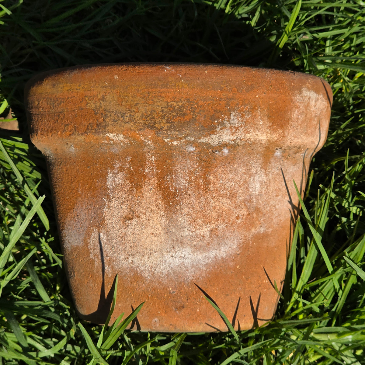Vintage Terracotta Planter Thick Rim Italian Style Clay Flower Pot Heavy 8" Aged