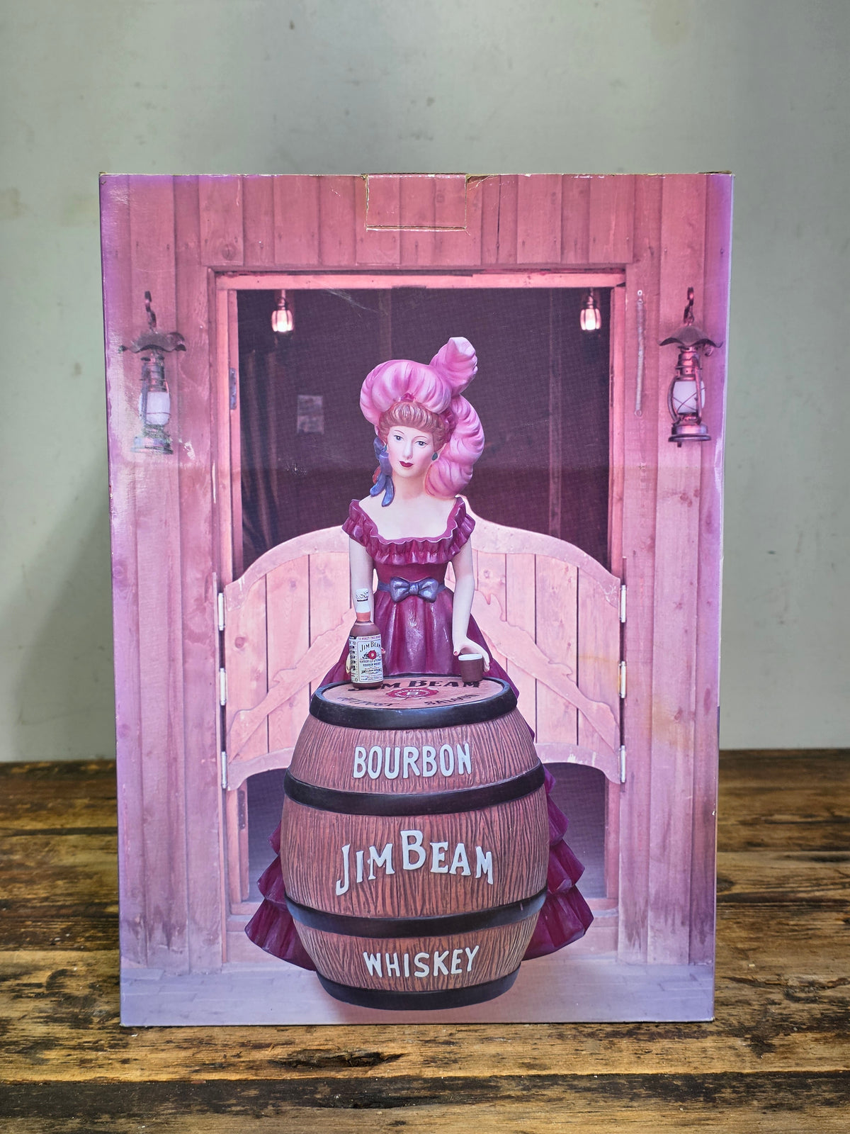 2012 Jim Beam Convention Pink Saloon Girl Decanter Empty Whiskey Barrel 46/175