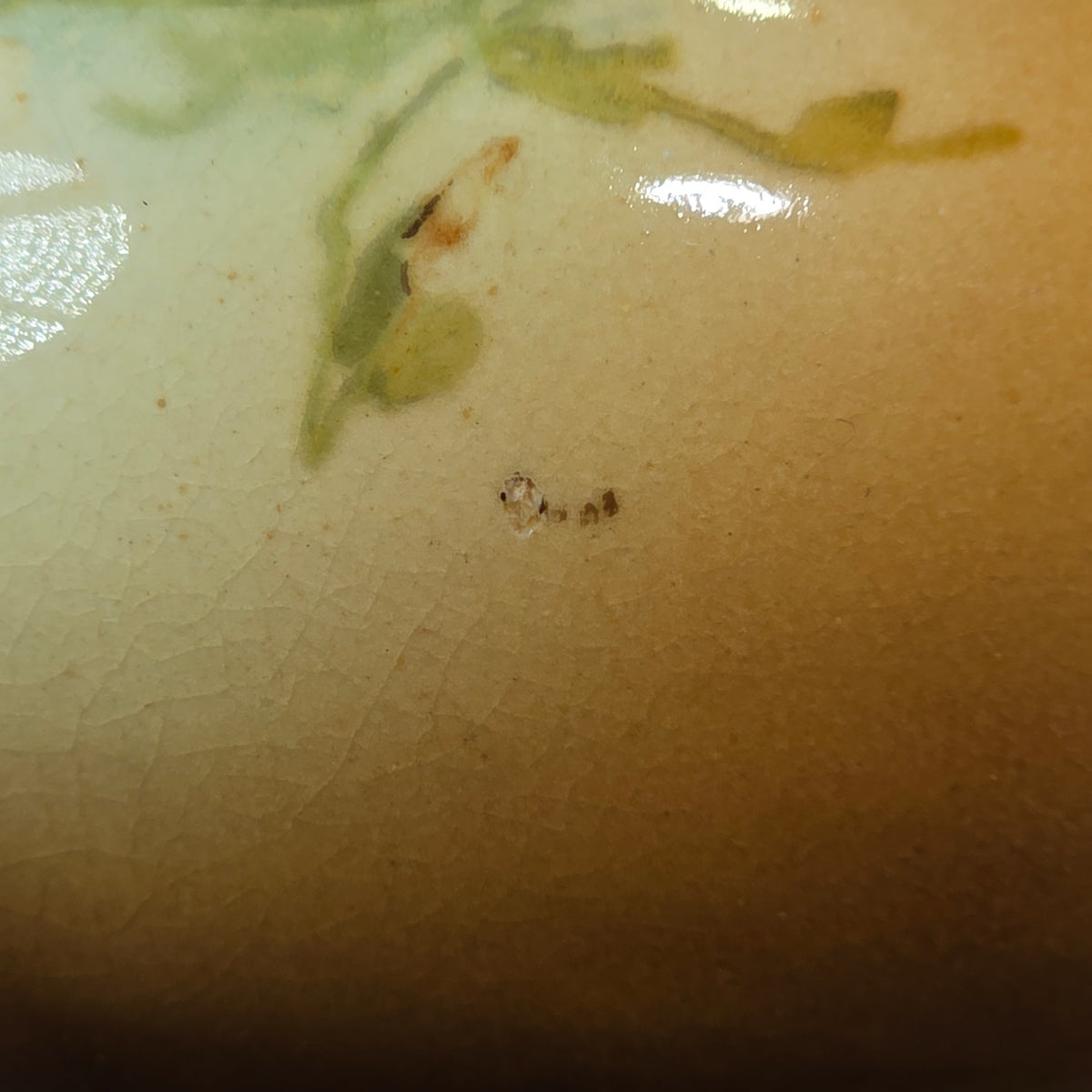 Antique Warwick China IOGA Vase Bowl Floral Brown Art Nouveau Pottery 1900s 6”